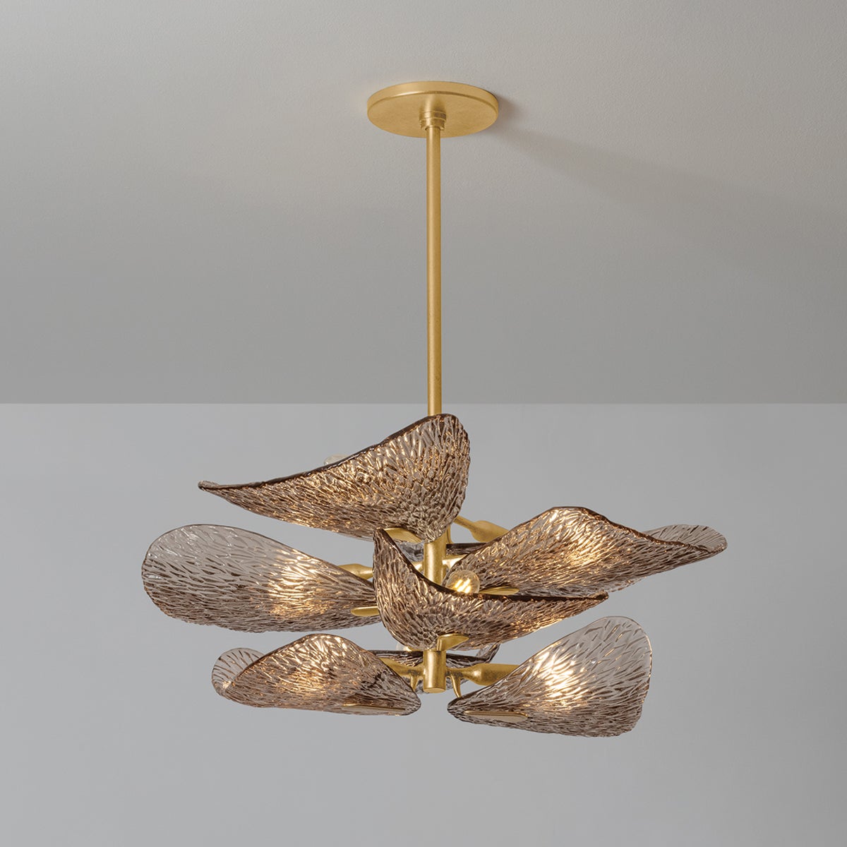 Corbett Lighting Cardiff Semi Flush Mount Chandelier 8-Light Vintage Gold Leaf