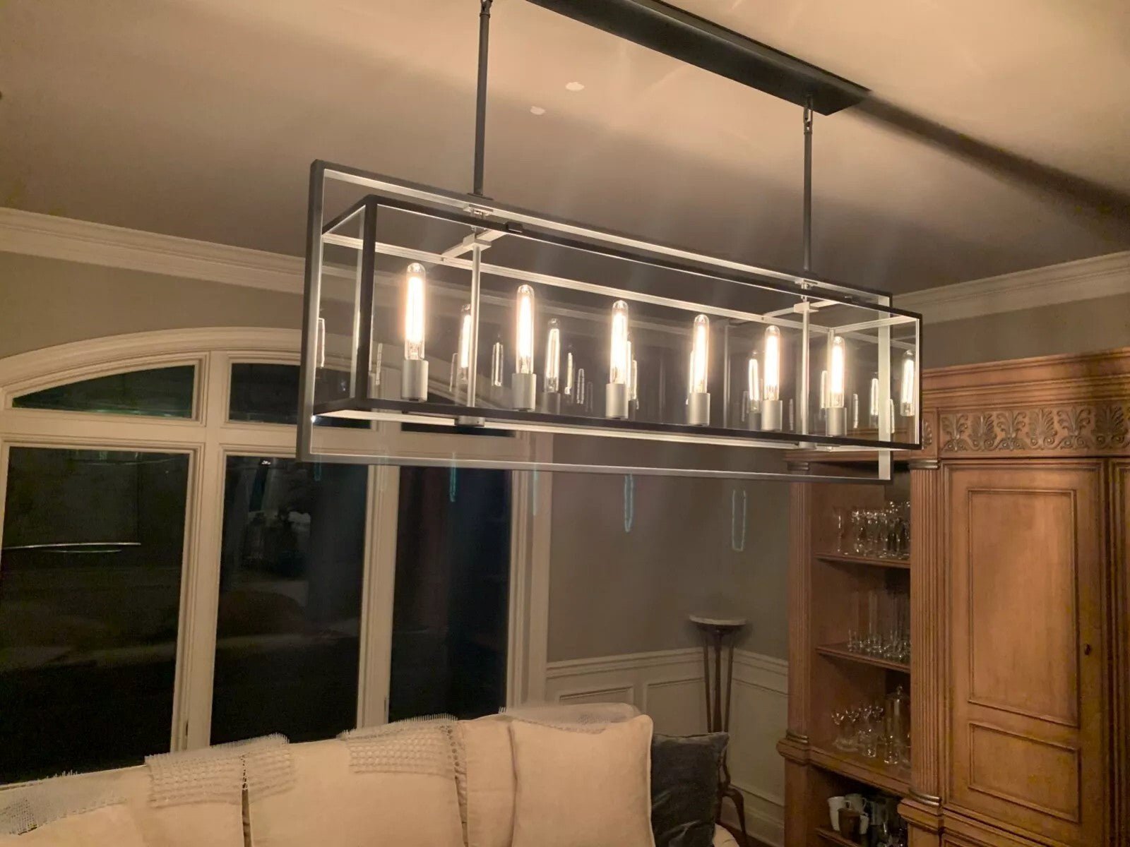 54 Inch Glass Rectangular Chandelier - Beckman - Zelno Lighting