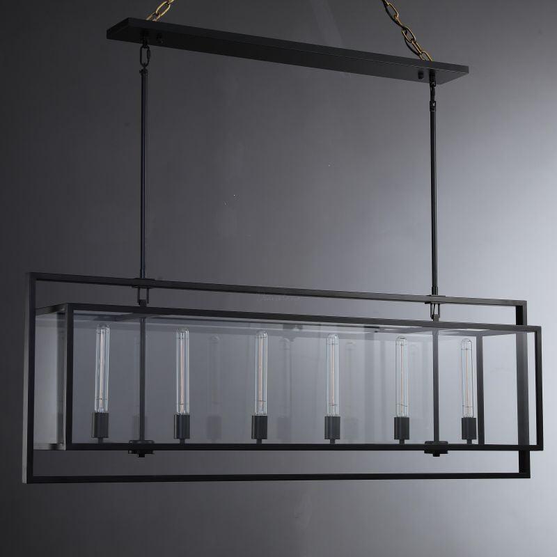54 Inch Glass Rectangular Chandelier - Beckman - Zelno Lighting