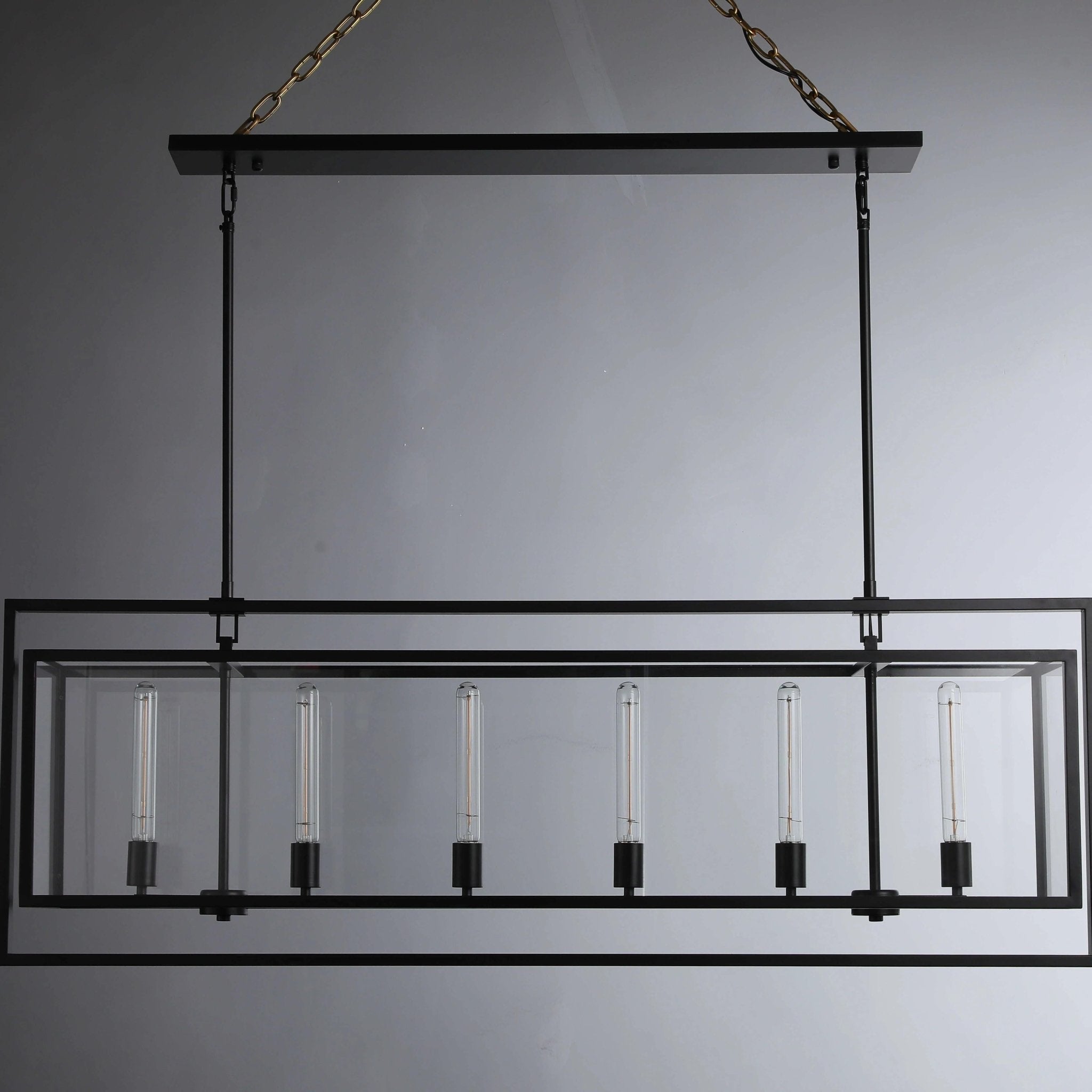 54 Inch Glass Rectangular Chandelier - Beckman - Zelno Lighting