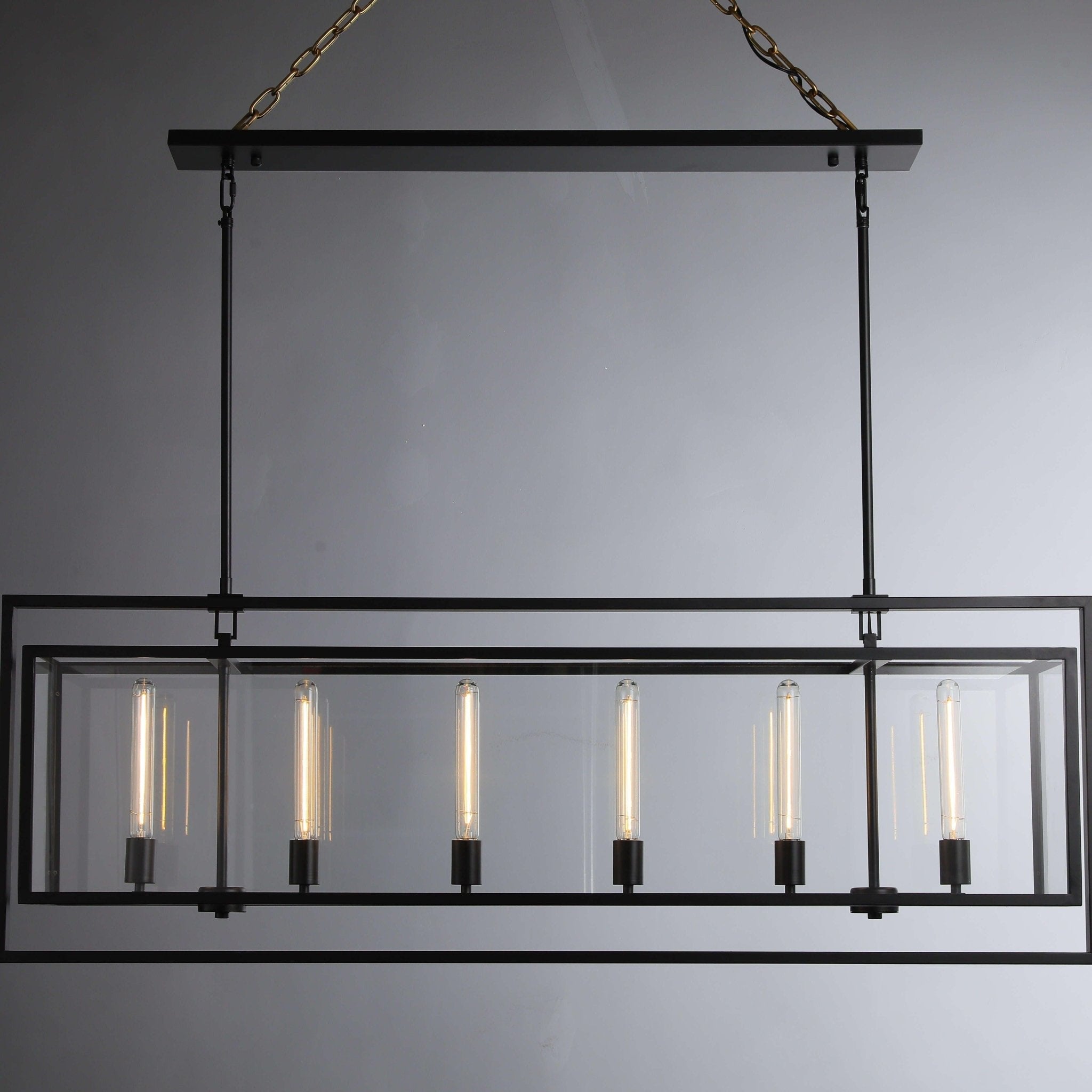 54 Inch Glass Rectangular Chandelier - Beckman - Zelno Lighting