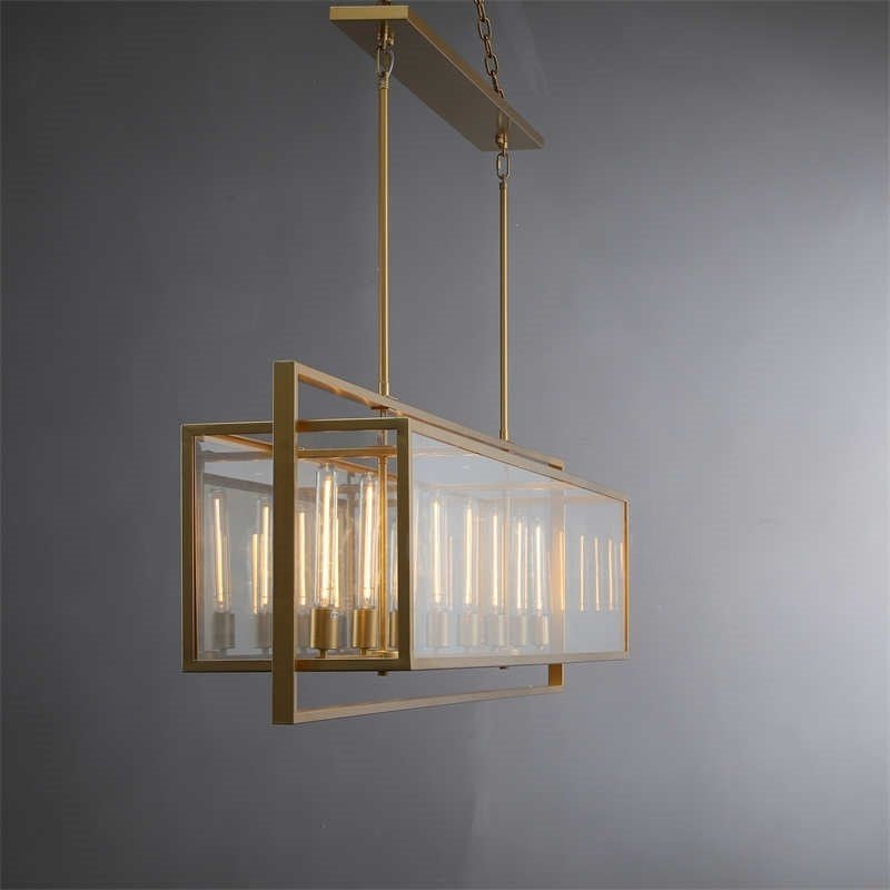 54 Inch Glass Rectangular Chandelier - Beckman - Zelno Lighting
