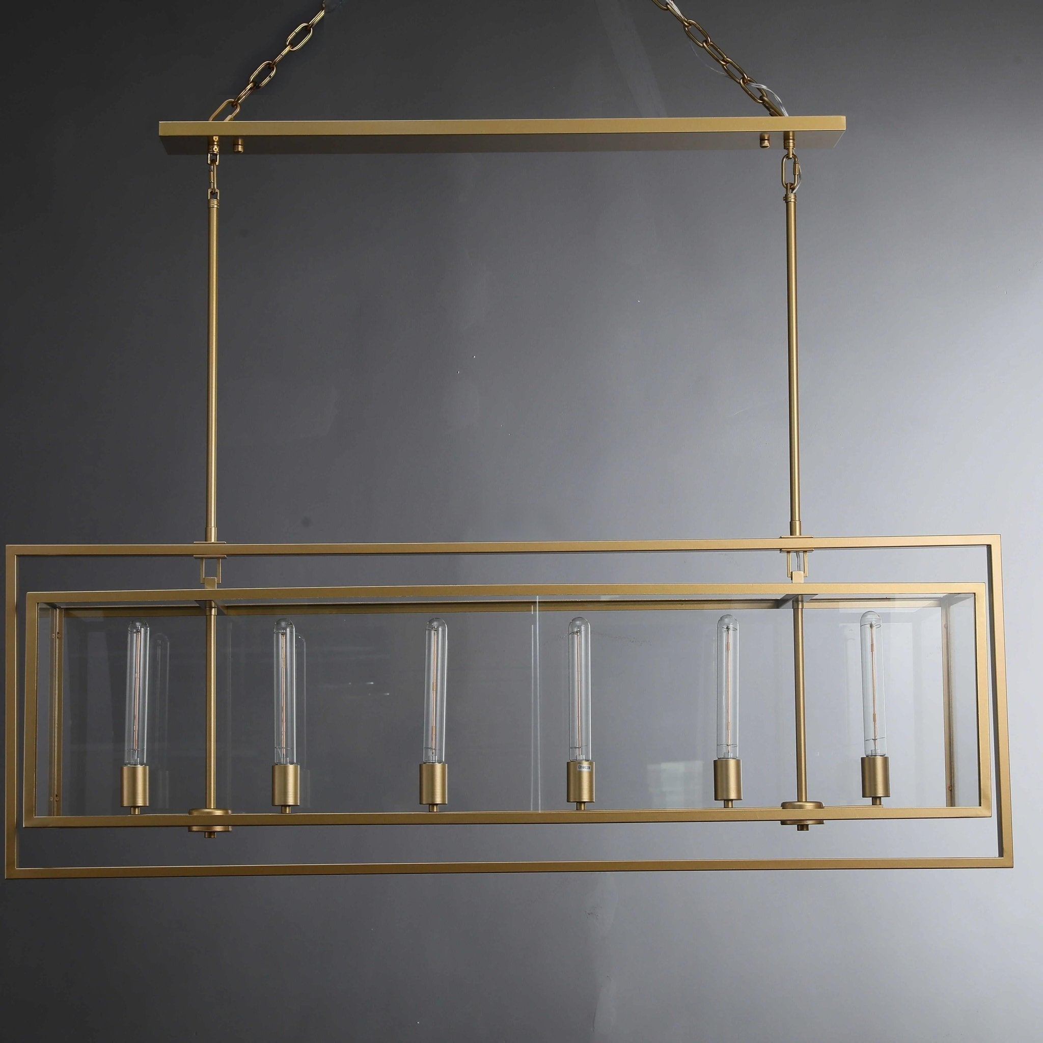54 Inch Glass Rectangular Chandelier - Beckman - Zelno Lighting
