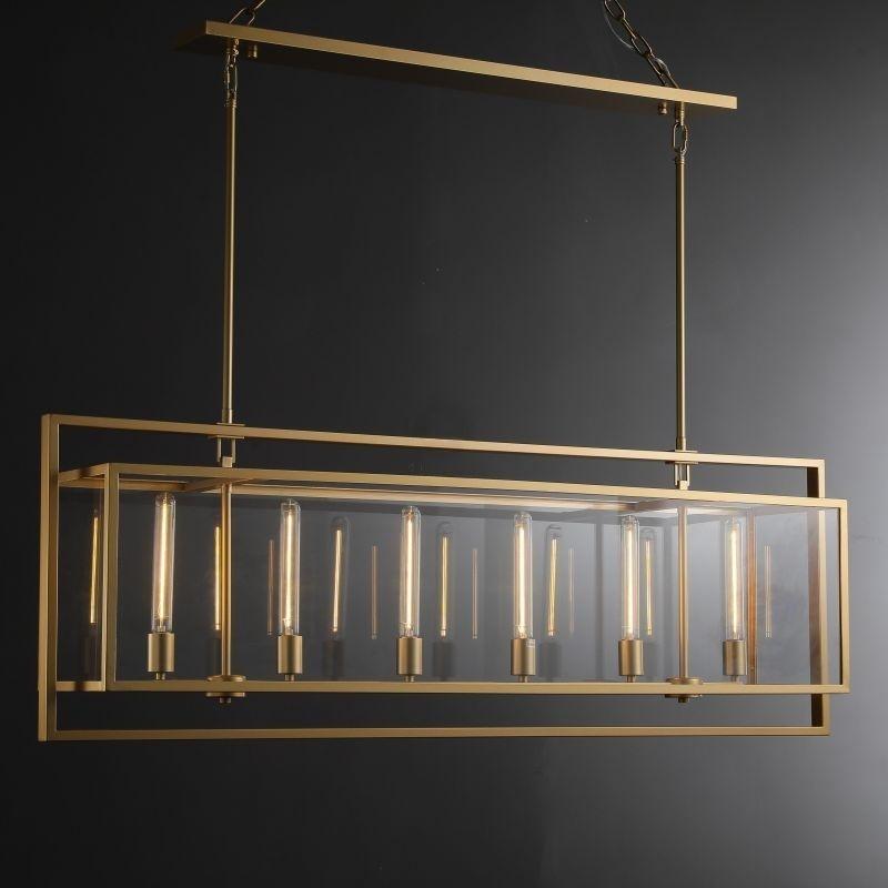 54 Inch Glass Rectangular Chandelier - Beckman - Zelno Lighting