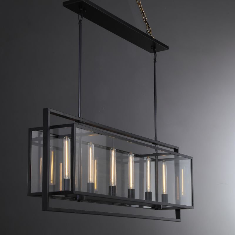 54 Inch Glass Rectangular Chandelier - Beckman - Zelno Lighting