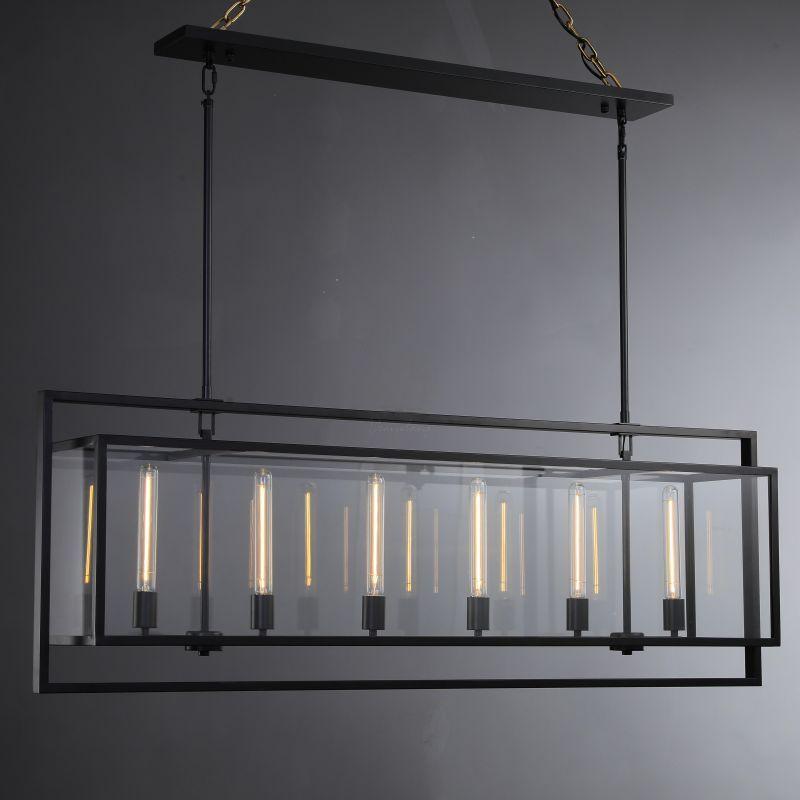 54 Inch Glass Rectangular Chandelier - Beckman - Zelno Lighting