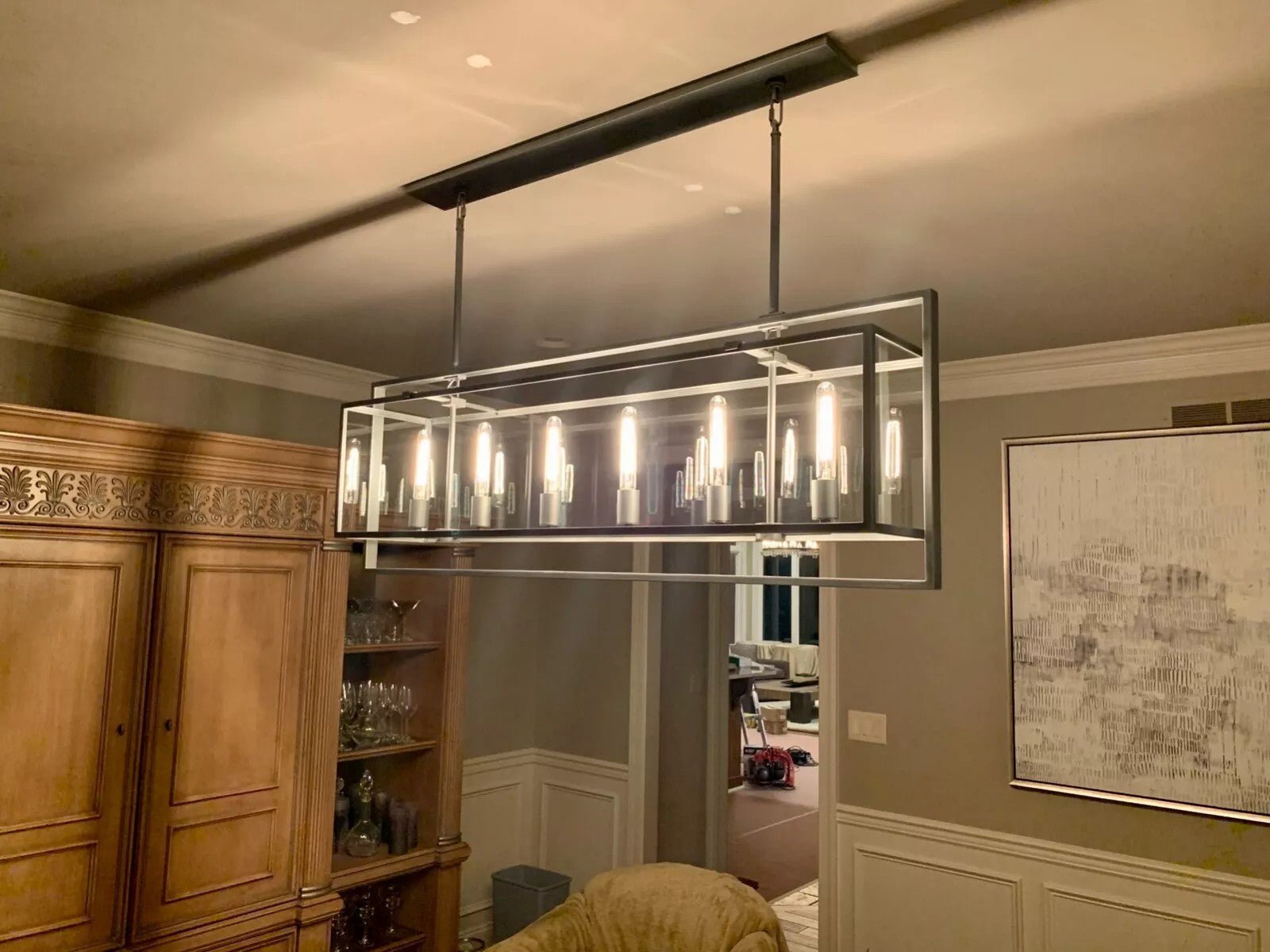 54 Inch Glass Rectangular Chandelier - Beckman - Zelno Lighting