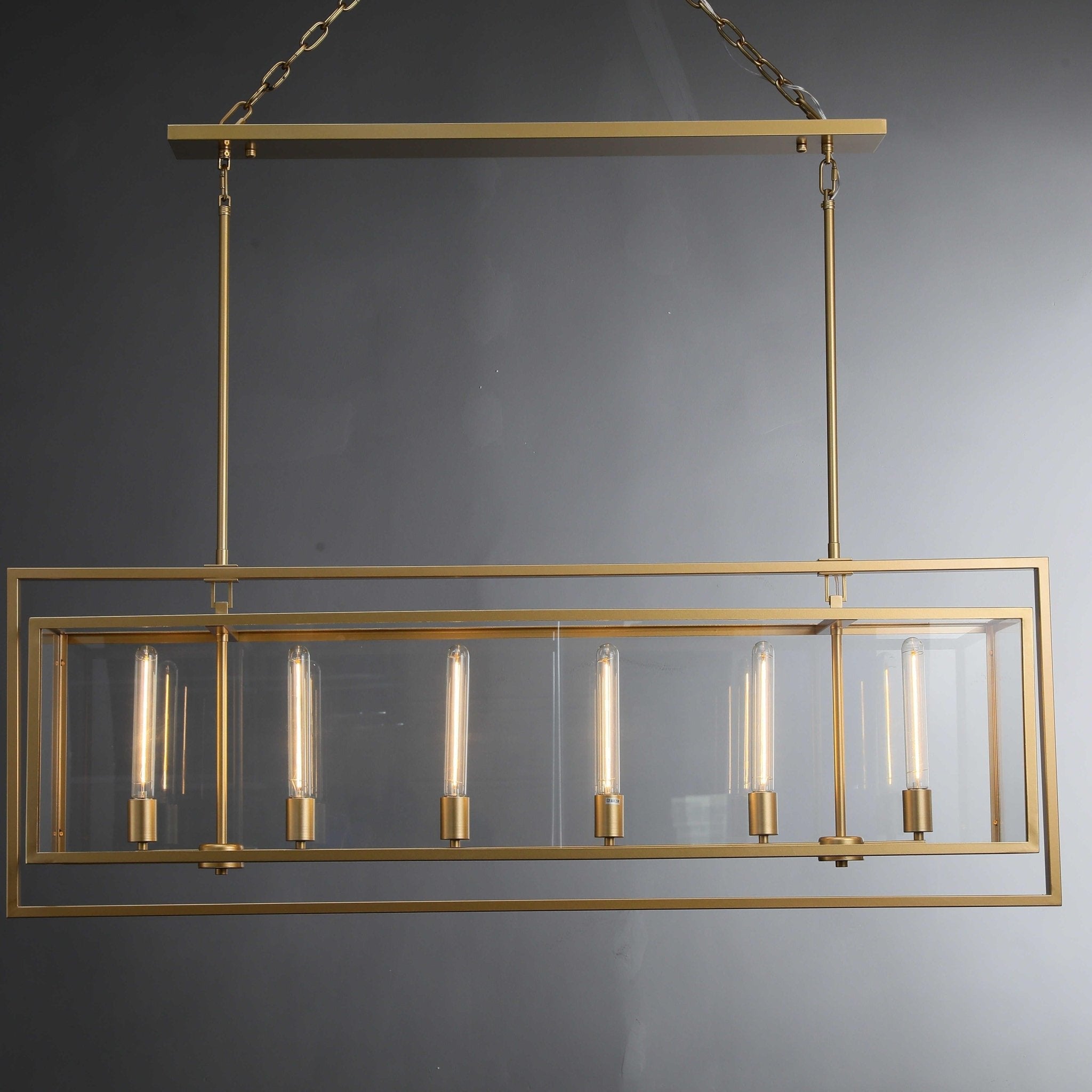 54 Inch Glass Rectangular Chandelier - Beckman - Zelno Lighting