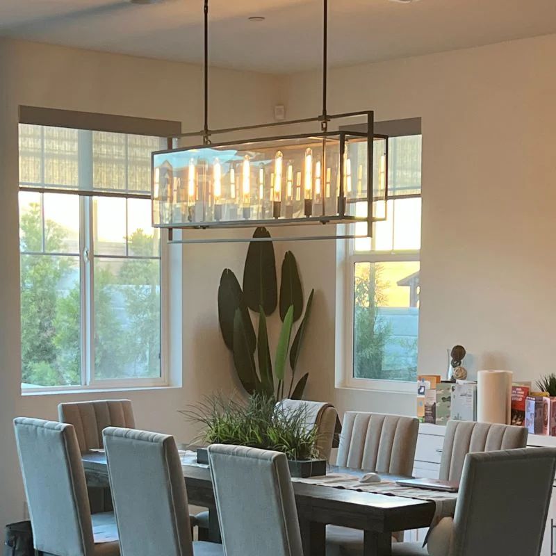 54 Inch Glass Rectangular Chandelier - Beckman - Zelno Lighting