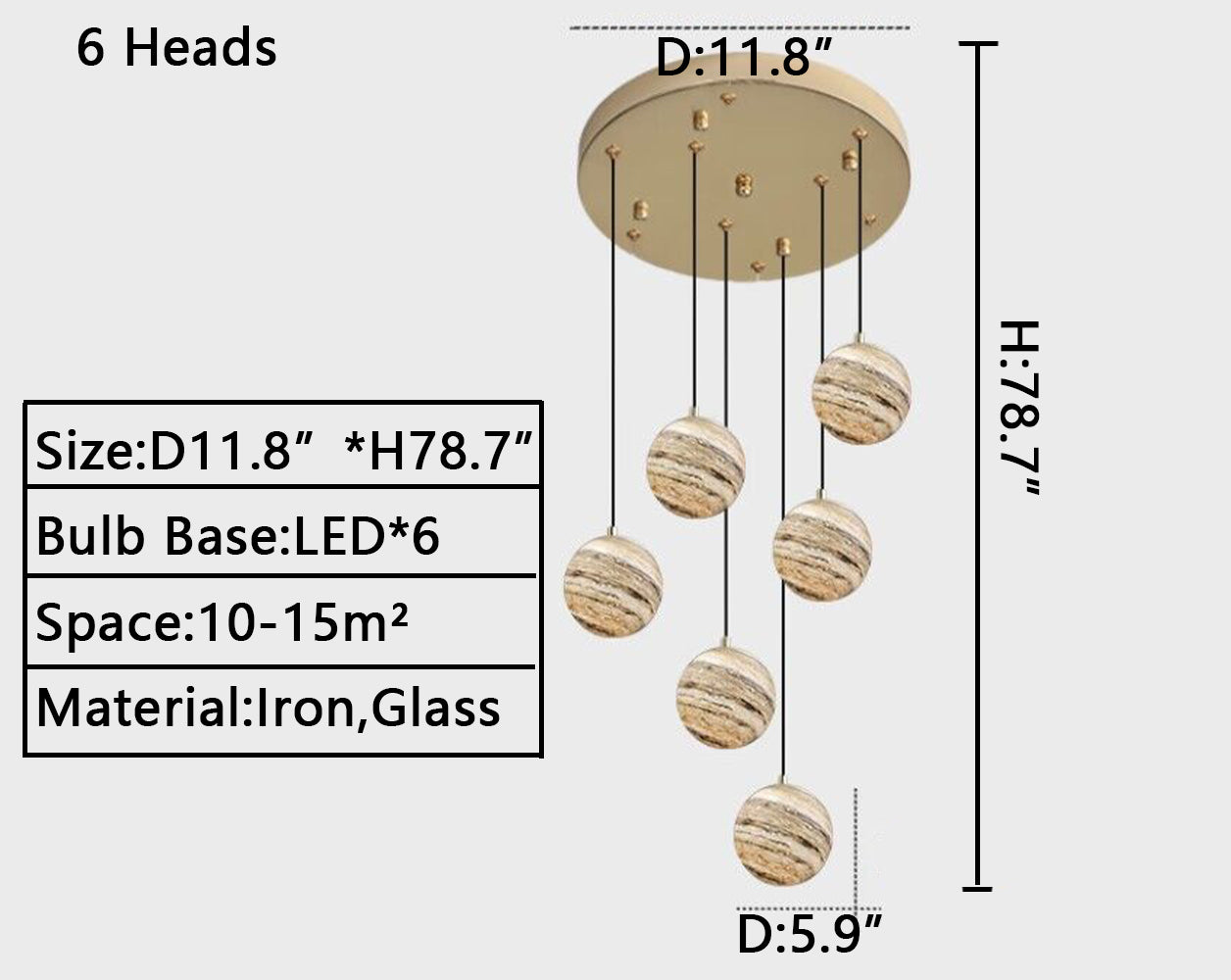 Nordic Planet Creative Long Ball Pendant Chandelier Staircase Foyer - Zelnolighting