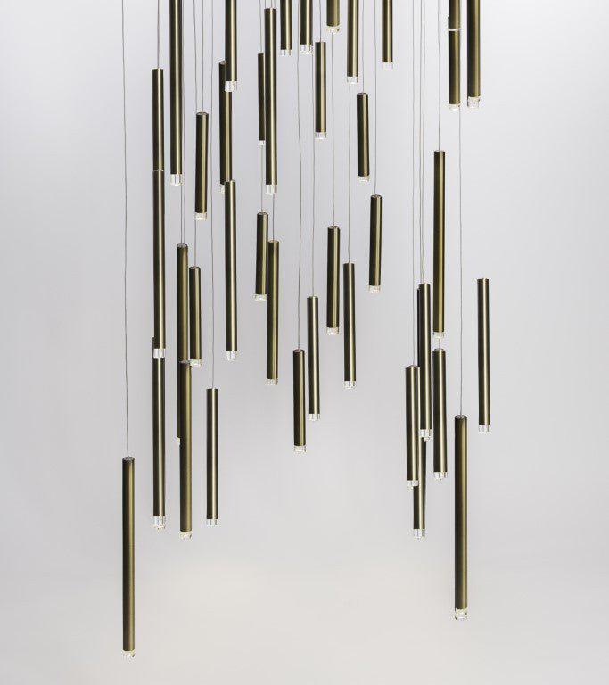 Bellini Square Tri-Tone Tubular Pendant Light Chandelier - Zelnolighting
