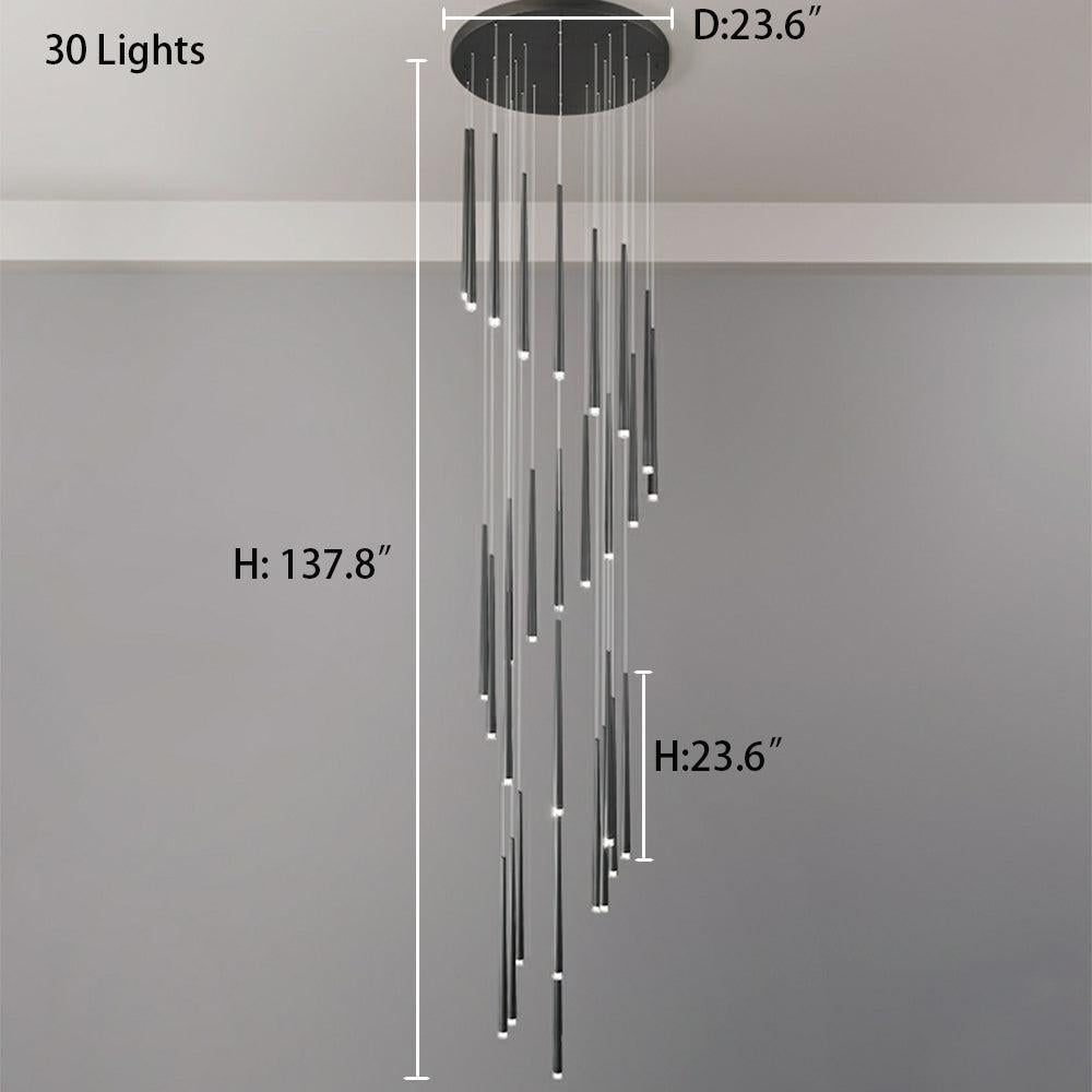 Minimalism Foyer Staircase Chandelier Ceiling Pendant Lighting Fixture For Living Room Entryway In Gold/ Black Finish - Zelnolighting