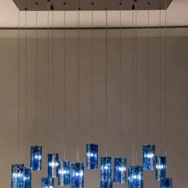Art Design 1/25/60/84-Light Colorful Rectangle Cluster Glass Tile Pendant/Chandelier - Zelnolighting