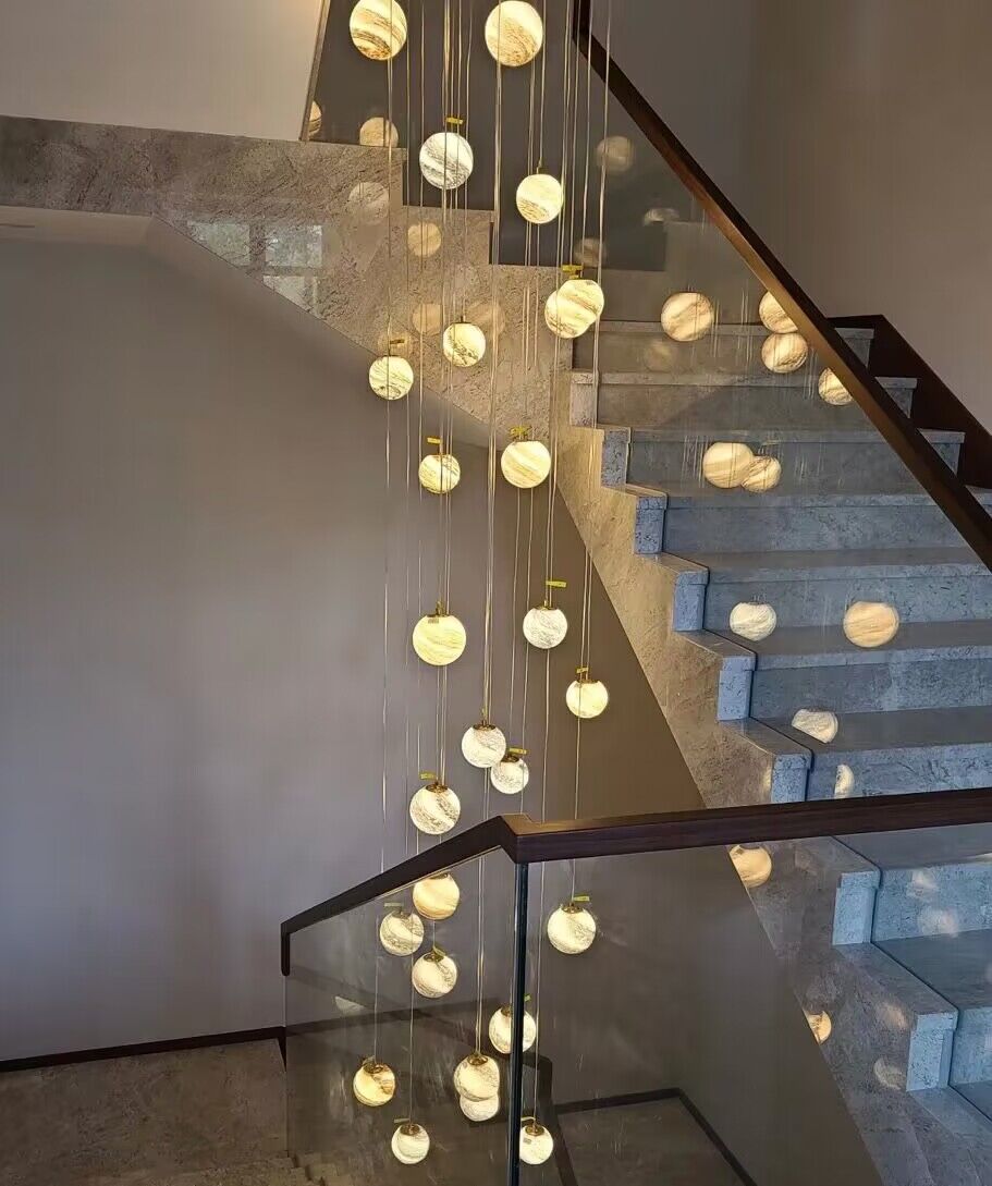 Nordic Planet Creative Long Ball Pendant Chandelier Staircase Foyer - Zelnolighting