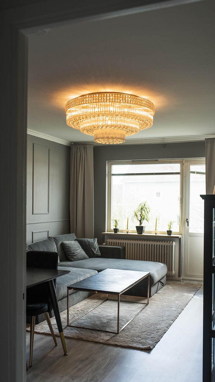 Extra Large Three Layers Round Luxury Flush Mounted Crystal Chandelier for Living Room - Zelnolighting