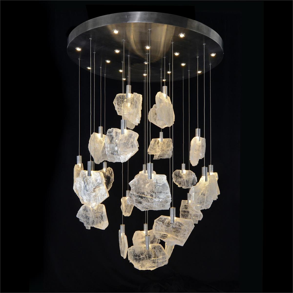 Selenite Pane Round Pendant Chandelier 38''D - Zelnolighting