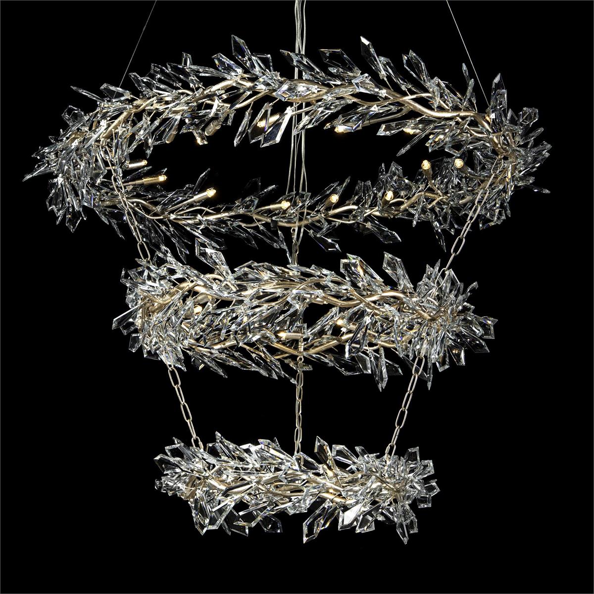 Kotta Thirty-Four-Light Three-Tier Cut-Crystal Pendant Chandelier AJC-9280 - Zelnolighting