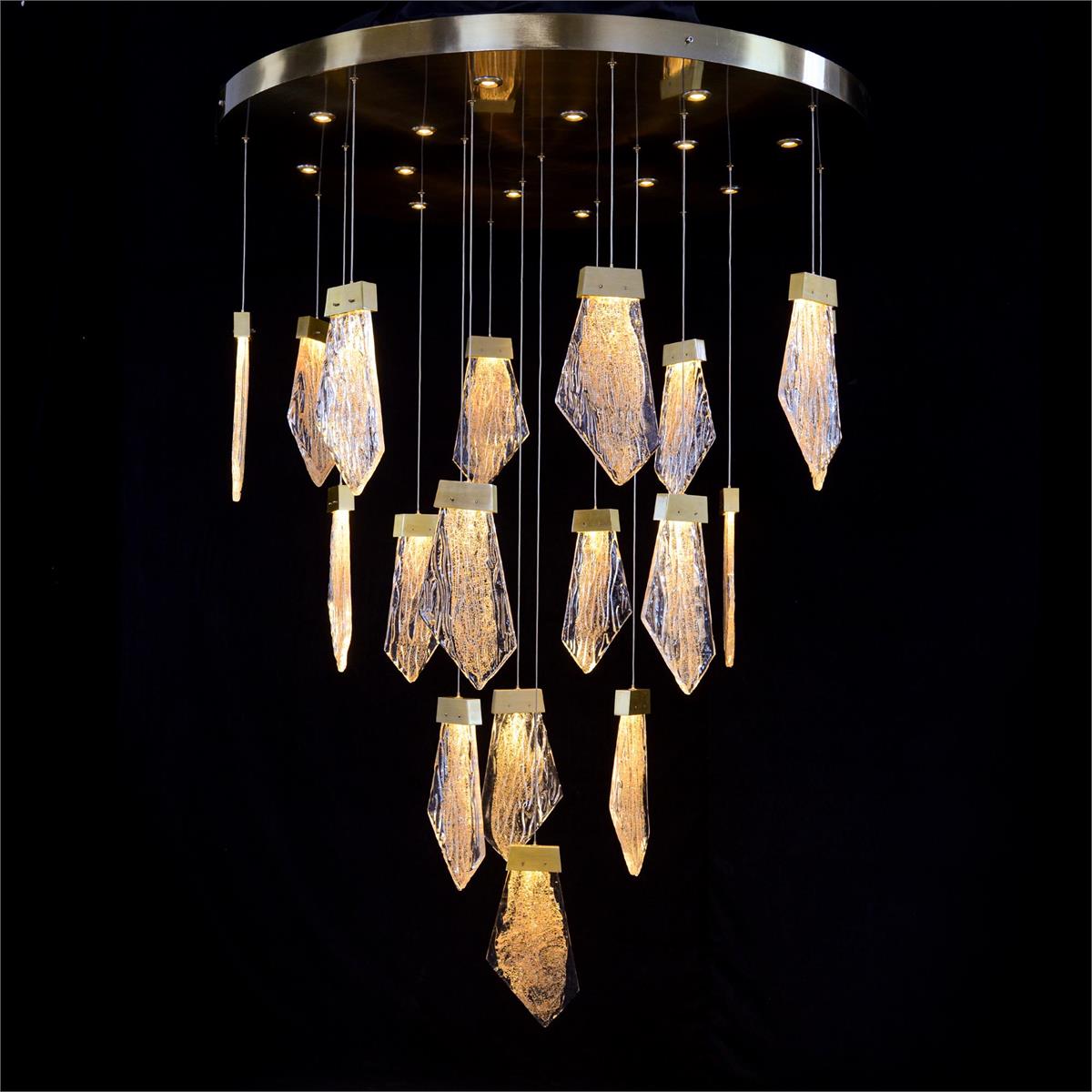 Lux Glass Crystal Thirty-Two-Light Drop Pendant Chandelier - Zelnolighting