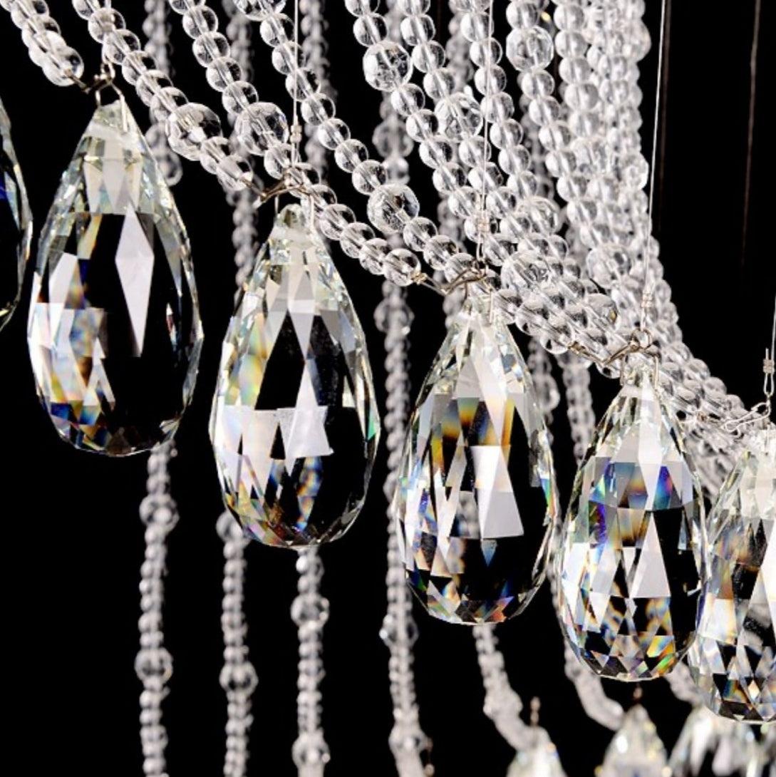 Flush Mounted Spiral Crystal Drops Chandelier Round LED Ceiling Lighting Fixture For Foyer Staircase/ Hotel Entrance - Zelnolighting