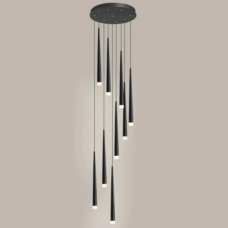 Minimalism Foyer Staircase Chandelier Ceiling Pendant Lighting Fixture For Living Room Entryway In Gold/ Black Finish - Zelnolighting