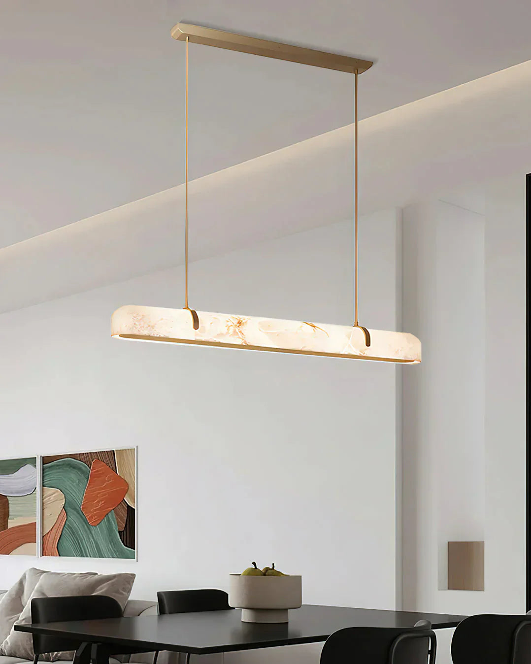 Linear Alabaster Chandelier, Kitchen Island Pendant Light - Zelnolighting