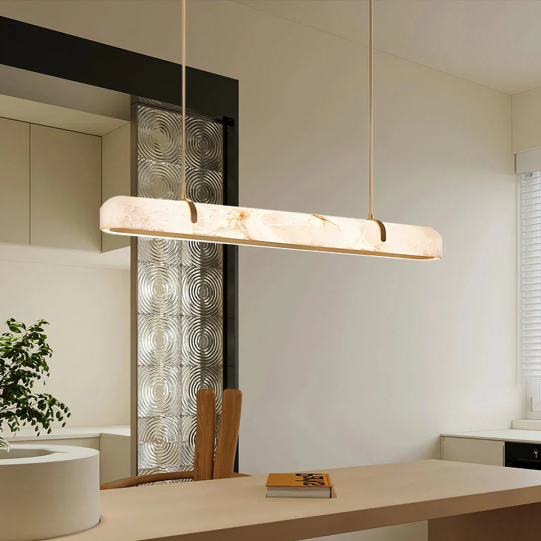 Linear Alabaster Chandelier, Kitchen Island Pendant Light - Zelnolighting