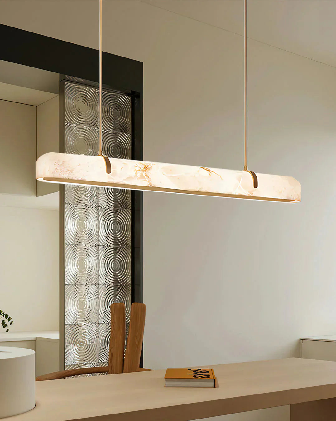 Linear Alabaster Chandelier, Kitchen Island Pendant Light - Zelnolighting