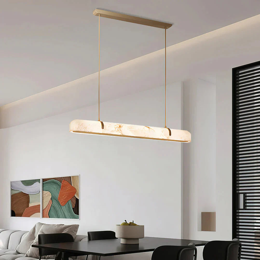 Linear Alabaster Chandelier, Kitchen Island Pendant Light - Zelnolighting