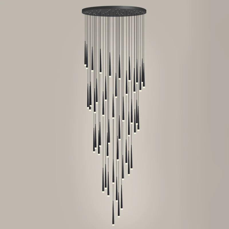 Minimalism Foyer Staircase Chandelier Ceiling Pendant Lighting Fixture For Living Room Entryway In Gold/ Black Finish - Zelnolighting