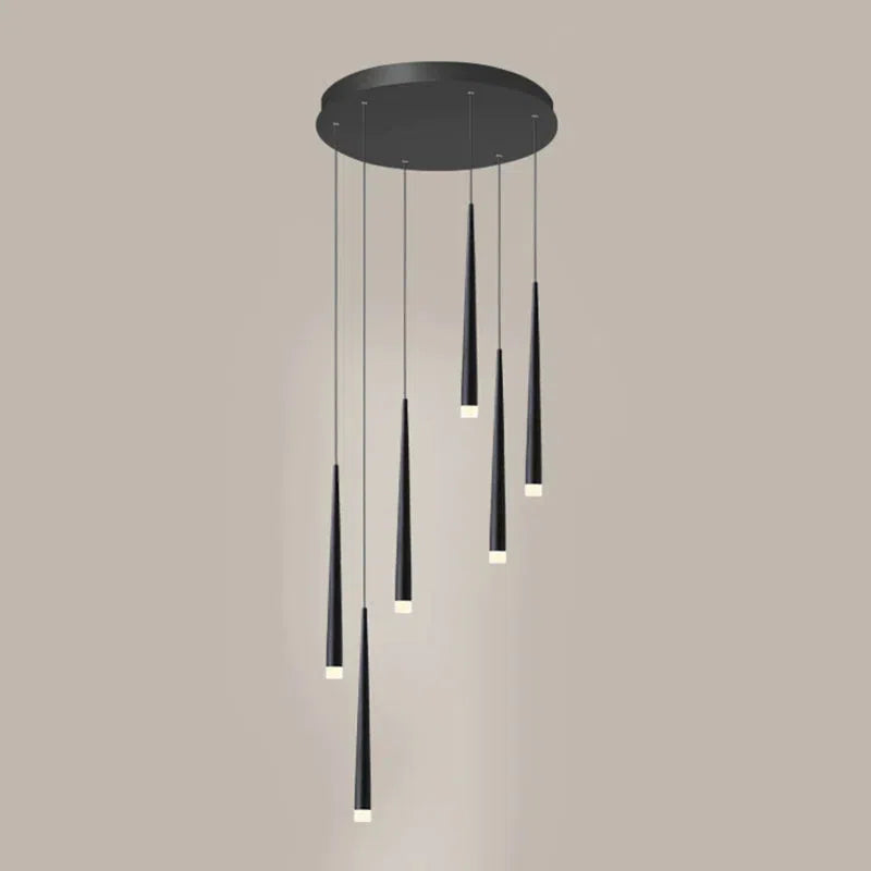Minimalism Foyer Staircase Chandelier Ceiling Pendant Lighting Fixture For Living Room Entryway In Gold/ Black Finish - Zelnolighting