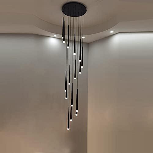Minimalism Foyer Staircase Chandelier Ceiling Pendant Lighting Fixture For Living Room Entryway In Gold/ Black Finish - Zelnolighting