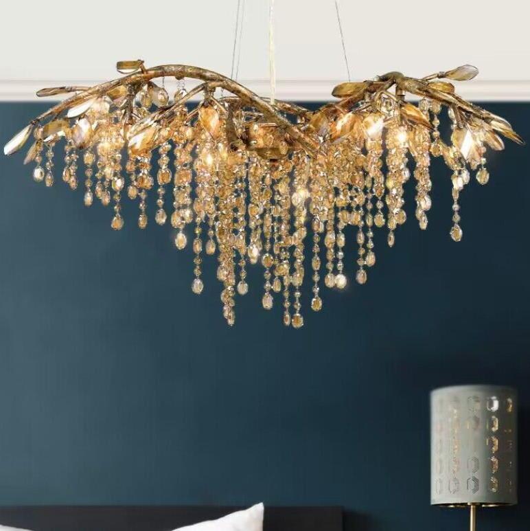 New Luxury Branch Crystal Pendant Chandelier Designer Creative Art Dining Room/Living Room Light Fixture - Zelnolighting