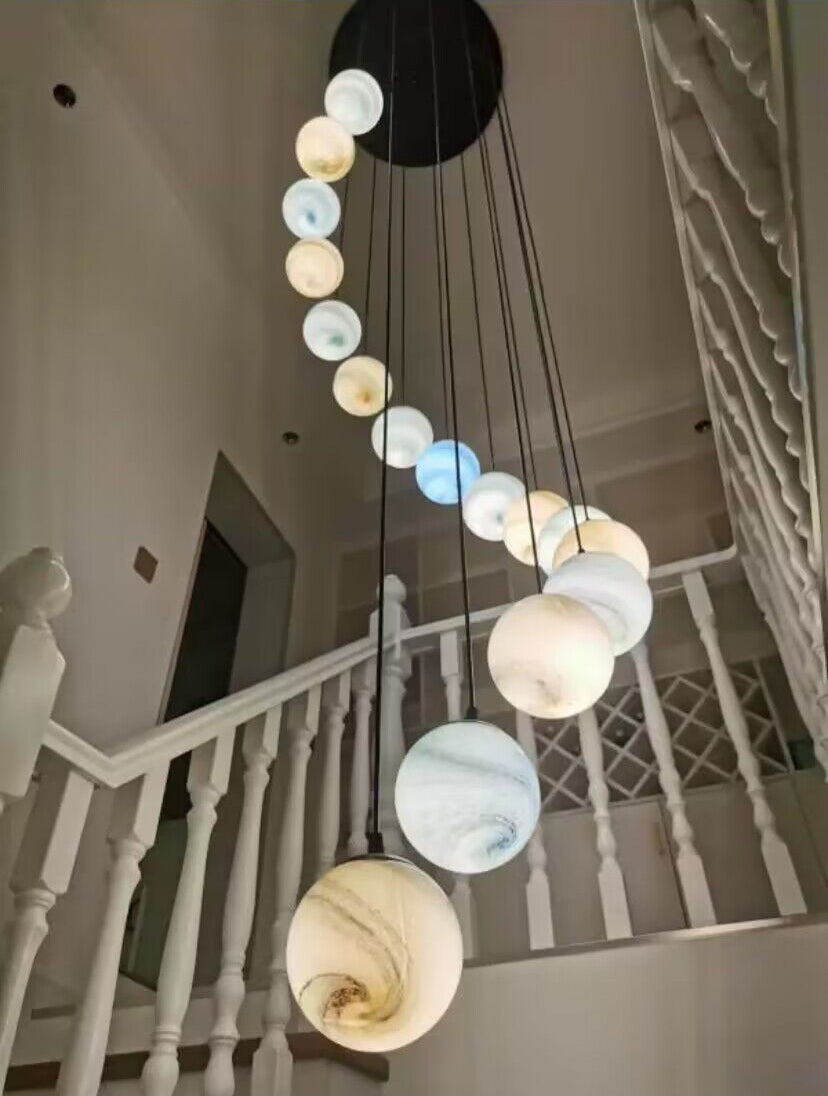 Nordic Planet Creative Long Ball Pendant Chandelier Staircase Foyer - Zelnolighting