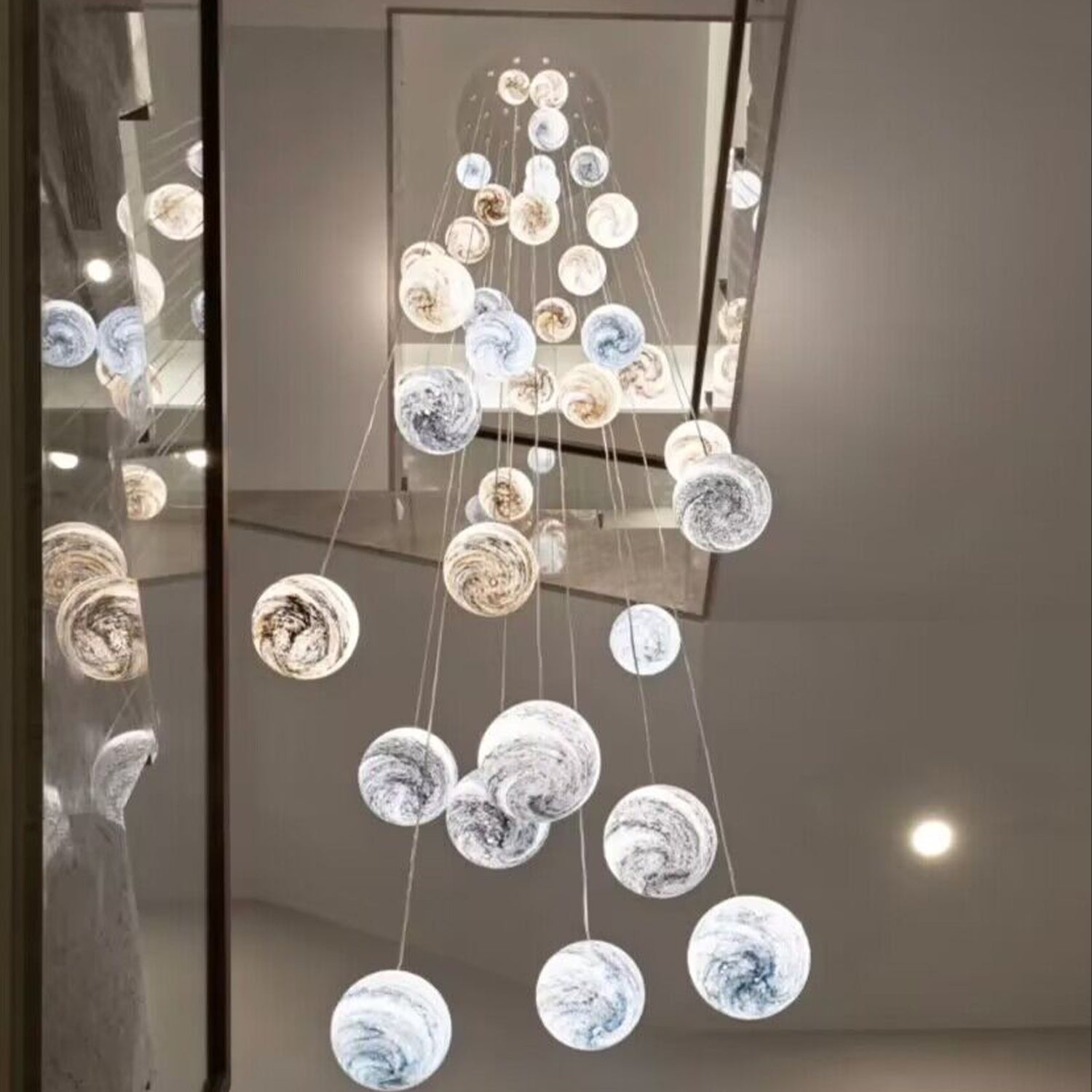 Nordic Planet Creative Long Ball Pendant Chandelier Staircase Foyer - Zelnolighting