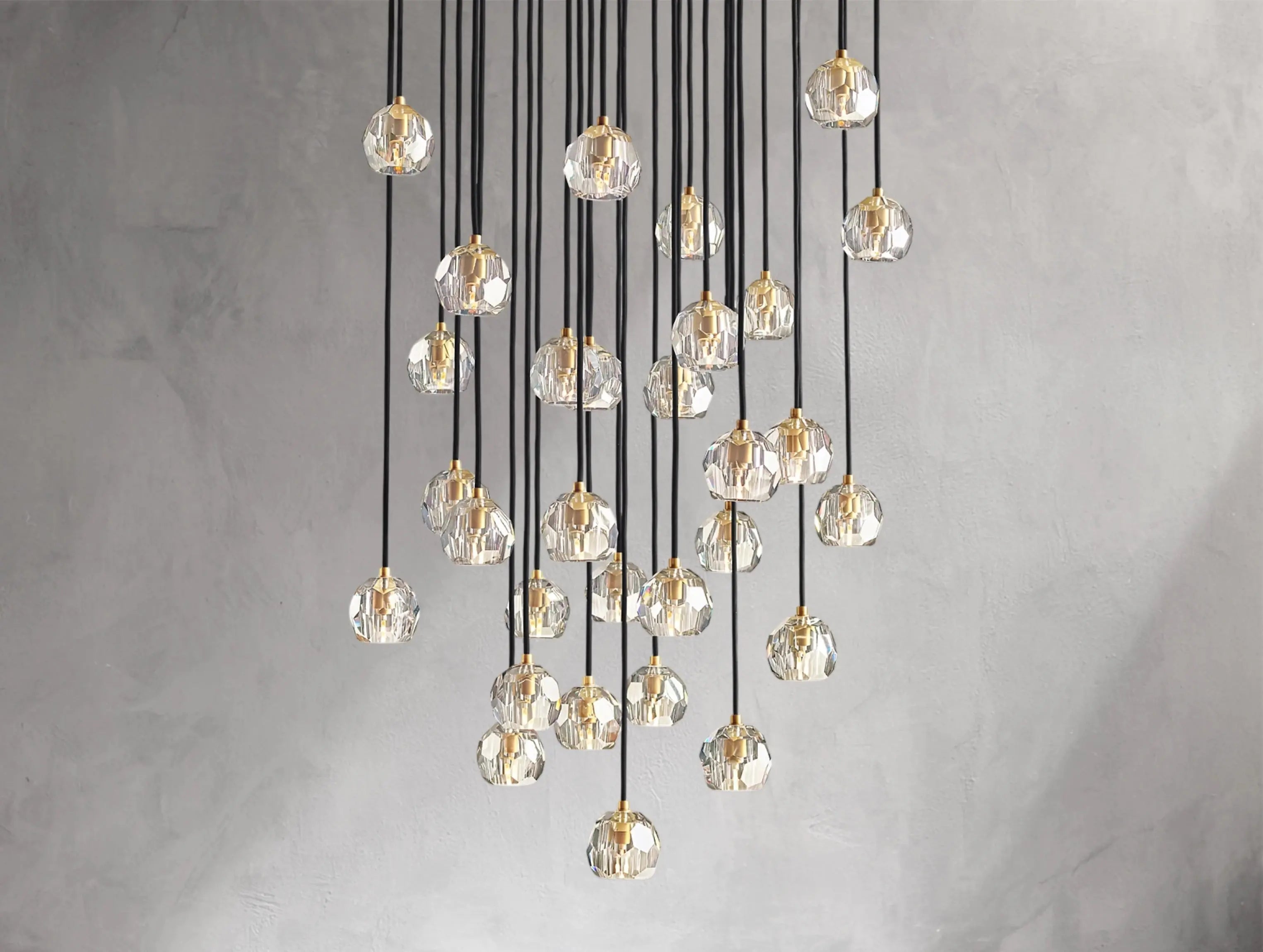 Orbital Cristal Glass Round Cluster Chandelier ZELNO LIGHTING