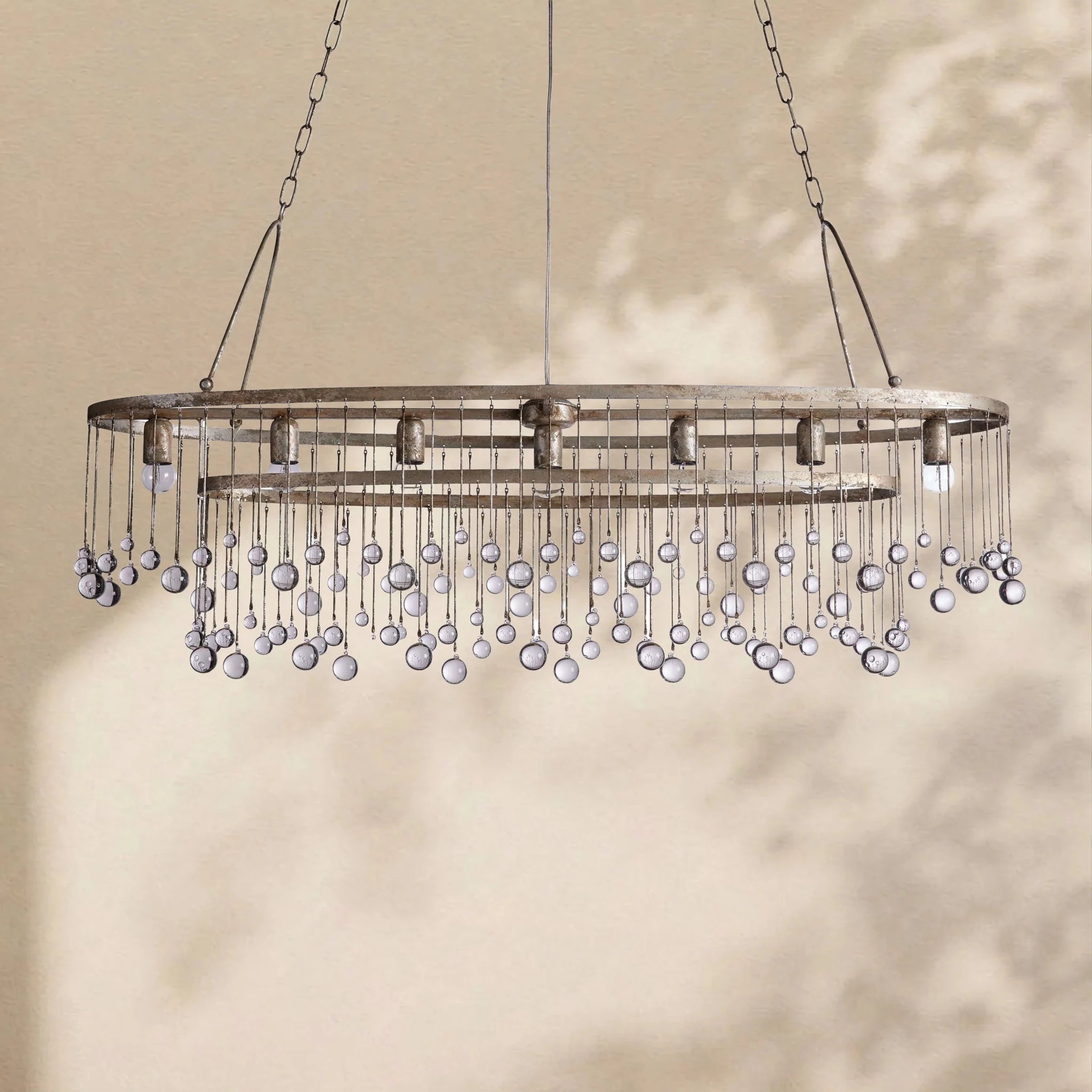 Aubrey Crystal Ball Oval Chandelier 7 Lights - Zelno Lighting