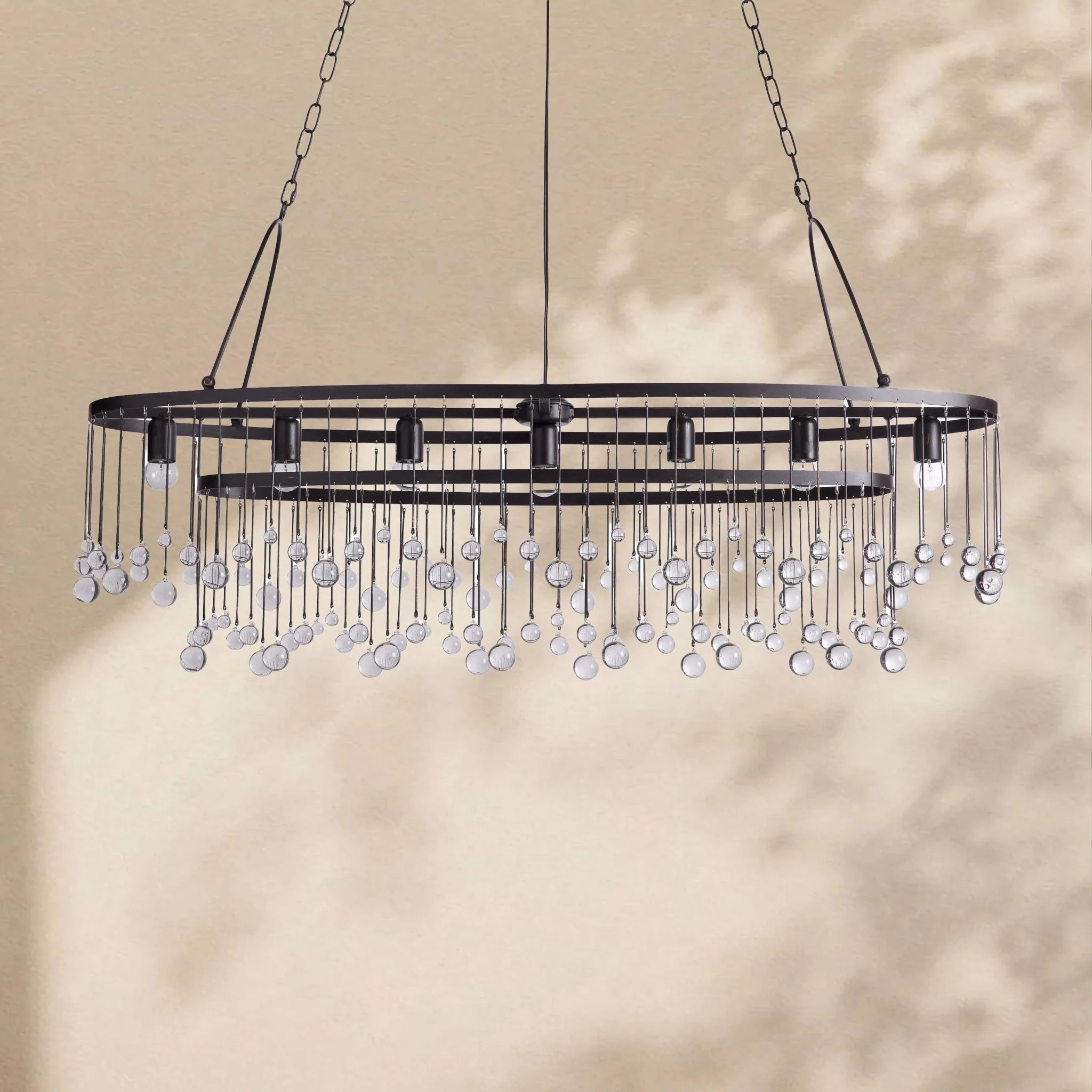 Aubrey Crystal Ball Oval Chandelier 7 Lights - Zelno Lighting