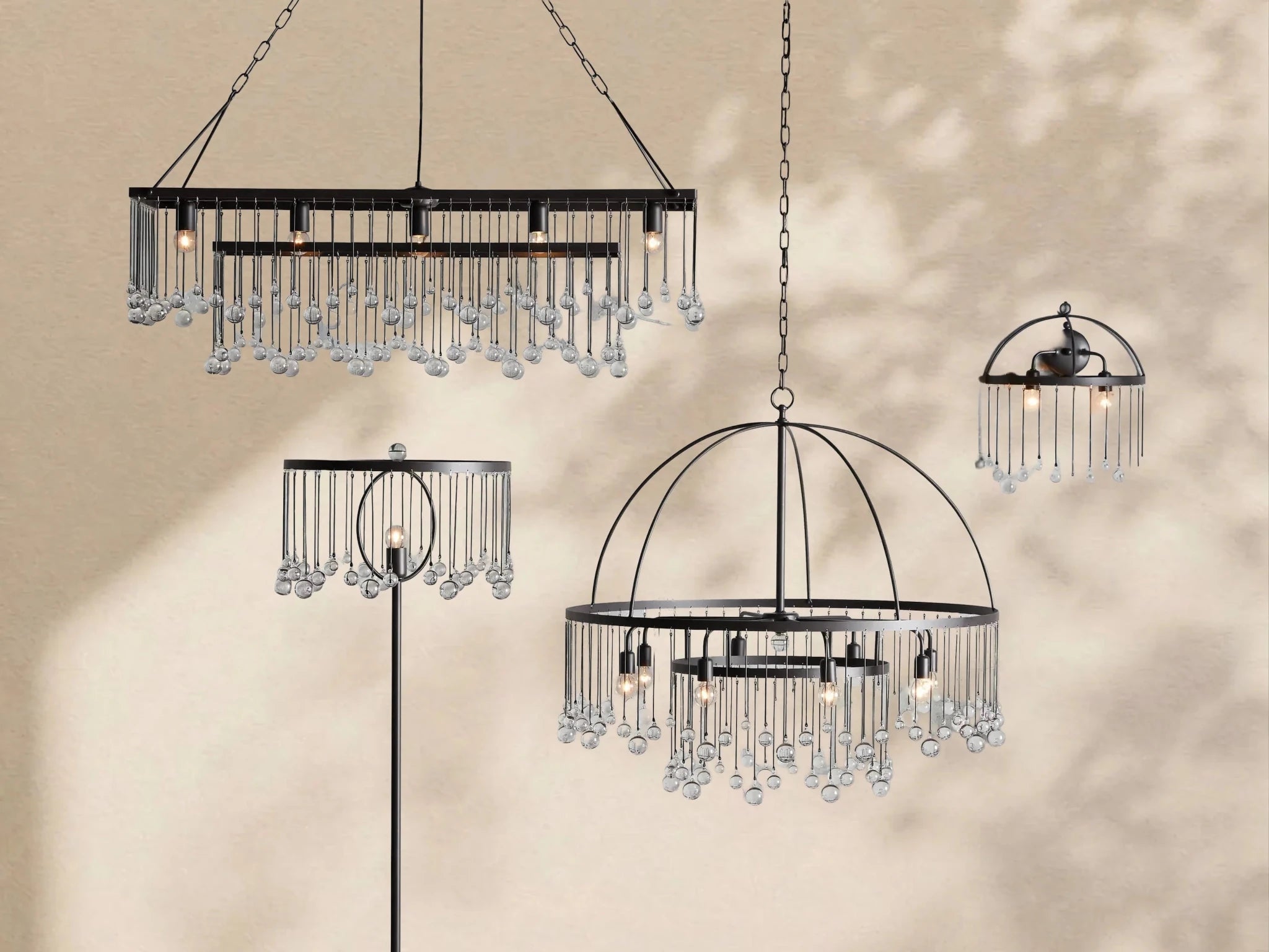 Aubrey Crystal Ball Rectangular Chandelier 47'' 60'' - Zelno Lighting
