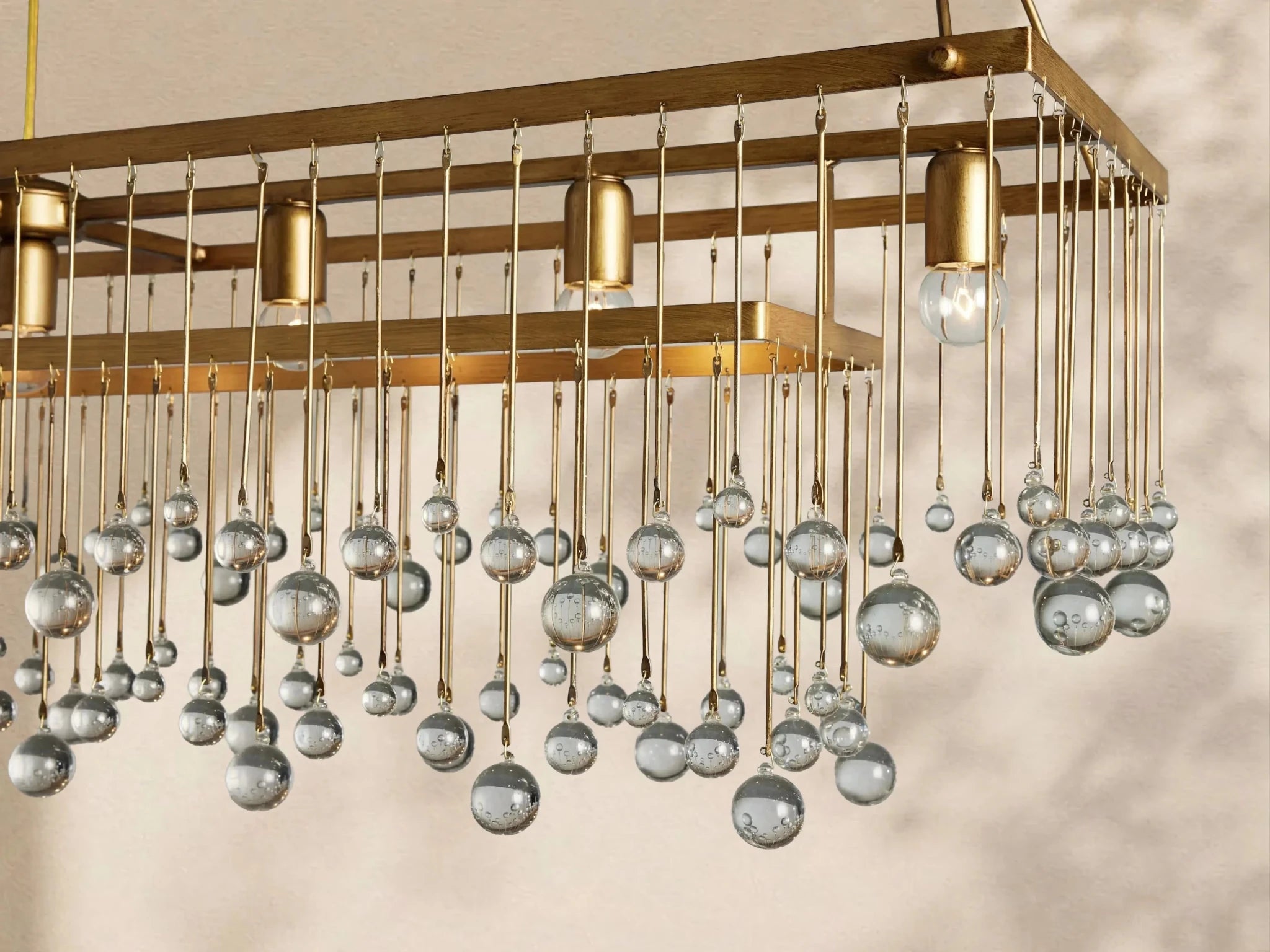 Aubrey Crystal Ball Rectangular Chandelier 47'' 60'' - Zelno Lighting