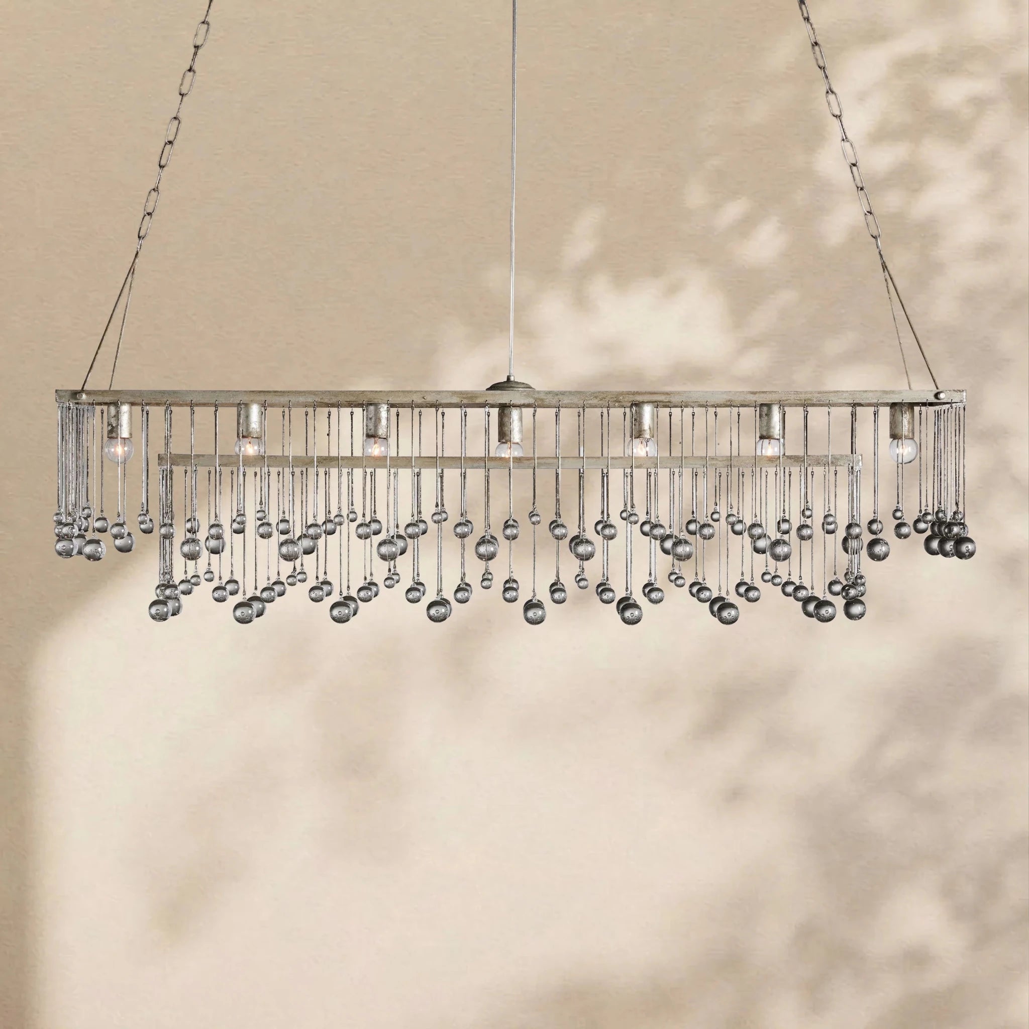 Aubrey Crystal Ball Rectangular Chandelier 47'' 60'' - Zelno Lighting