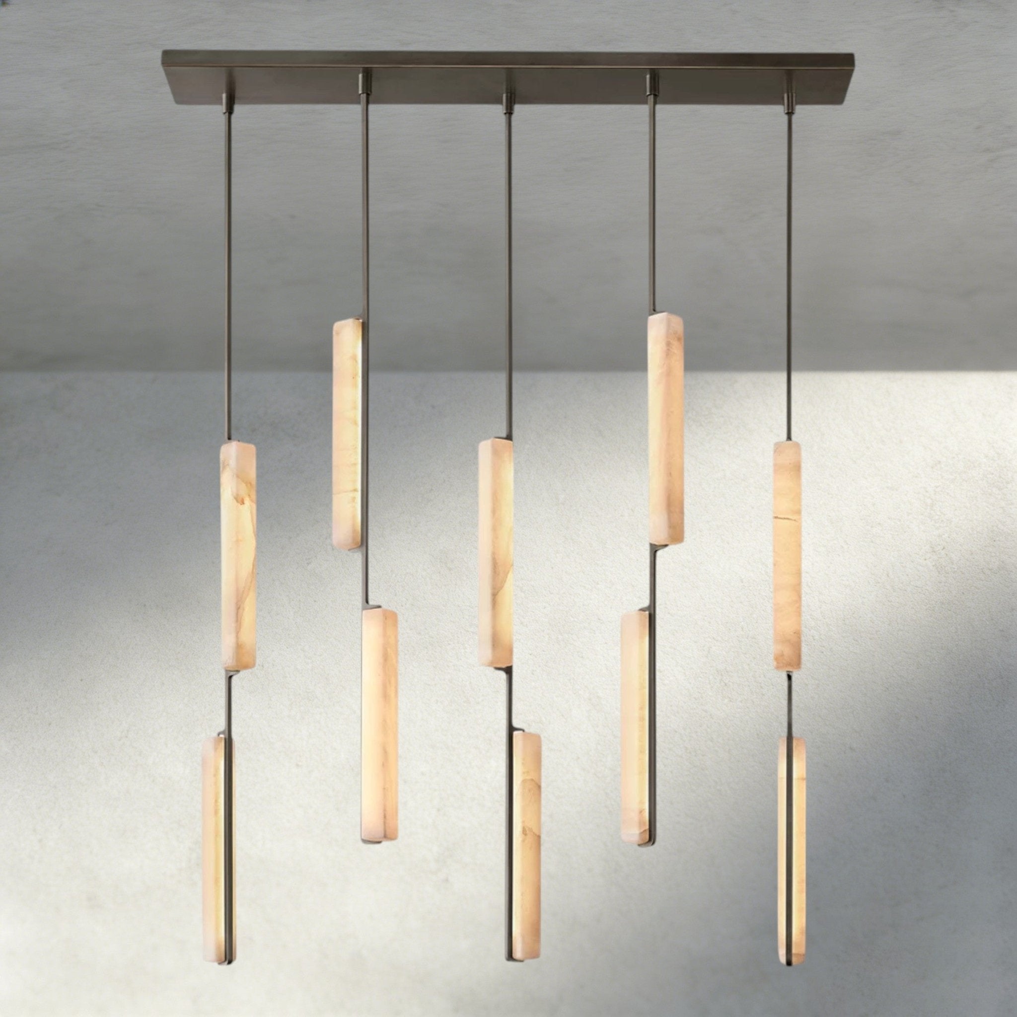Audubam Alabaster Linear Chandelier 54" - Zelno Lighting