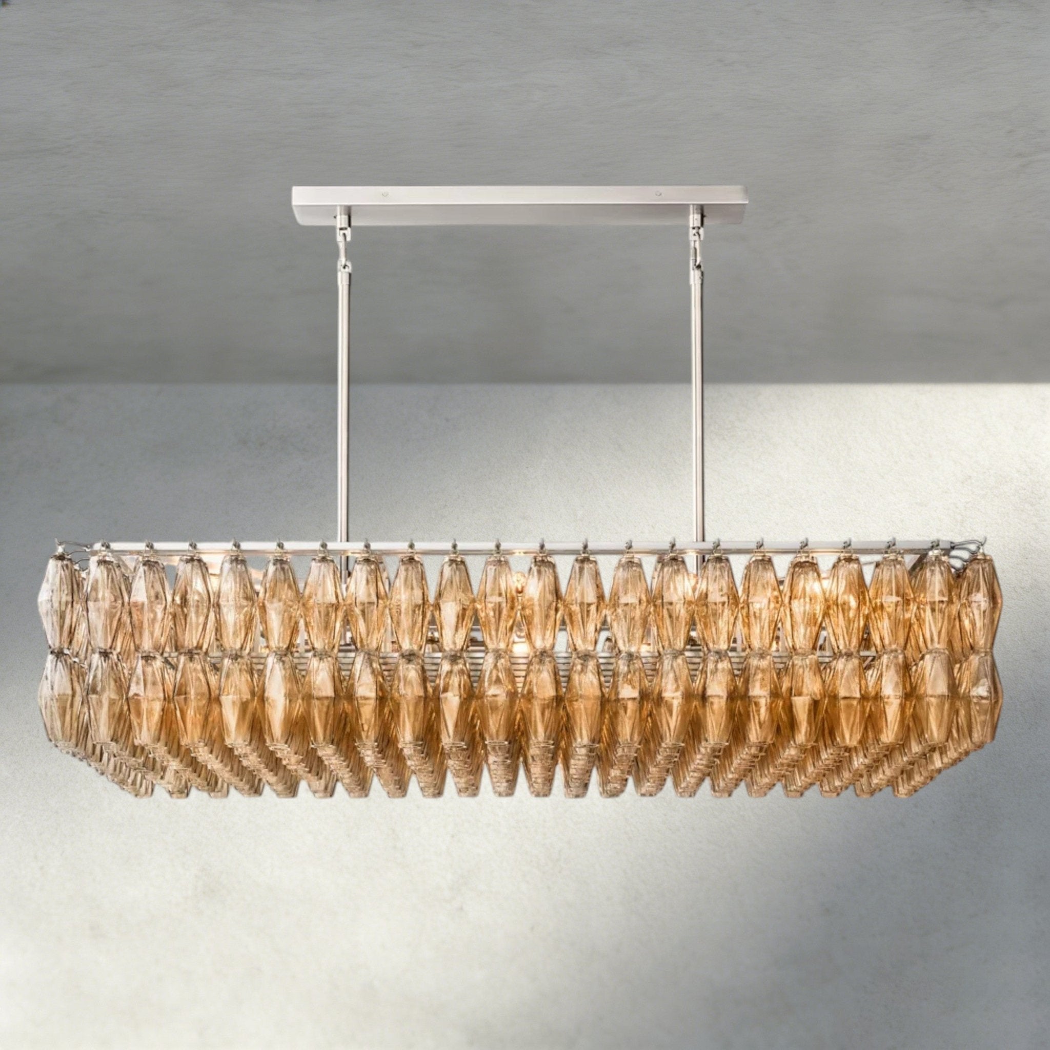Chiaray Clear/ Smoke Glass Rectangular Chandelier 54", 74" - Zelno Lighting
