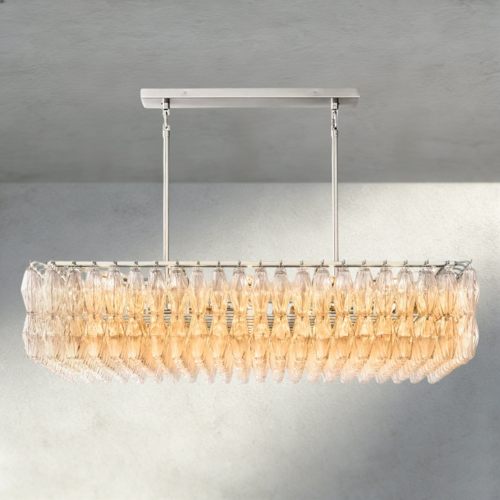 Chiaray Clear/ Smoke Glass Rectangular Chandelier 54", 74" - Zelno Lighting