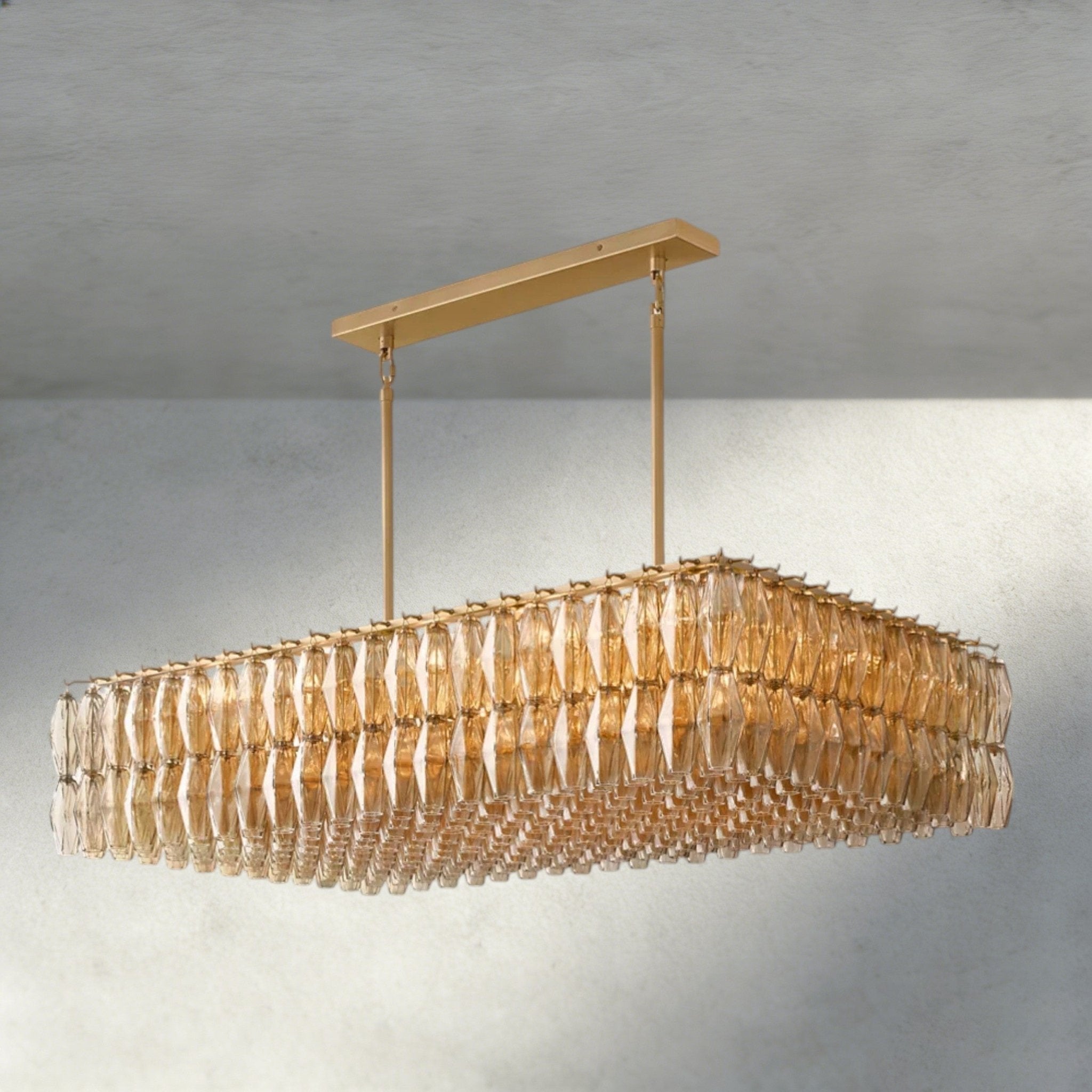 Chiaray Clear/ Smoke Glass Rectangular Chandelier 54", 74" - Zelno Lighting