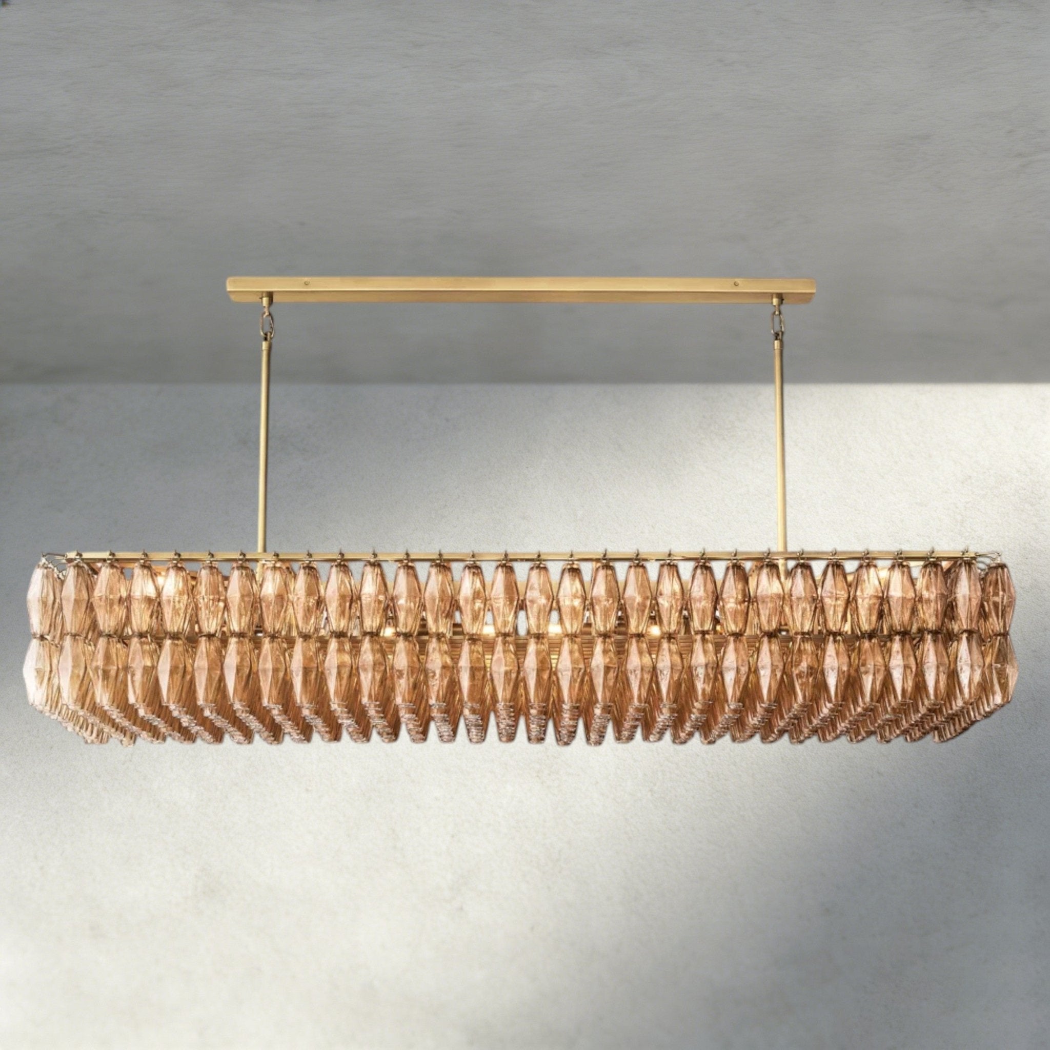 Chiaray Clear/ Smoke Glass Rectangular Chandelier 54", 74" - Zelno Lighting