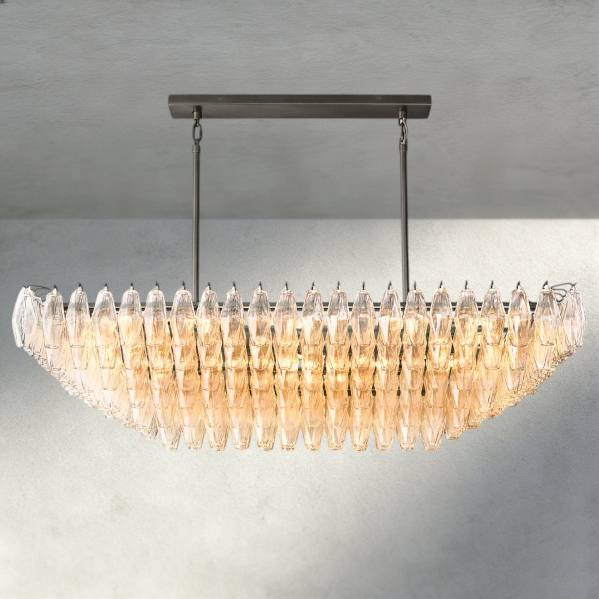 Chiaray Clear/ Smoke Glass Tiered Rectangular Chandelier 54", 74" - Zelno Lighting