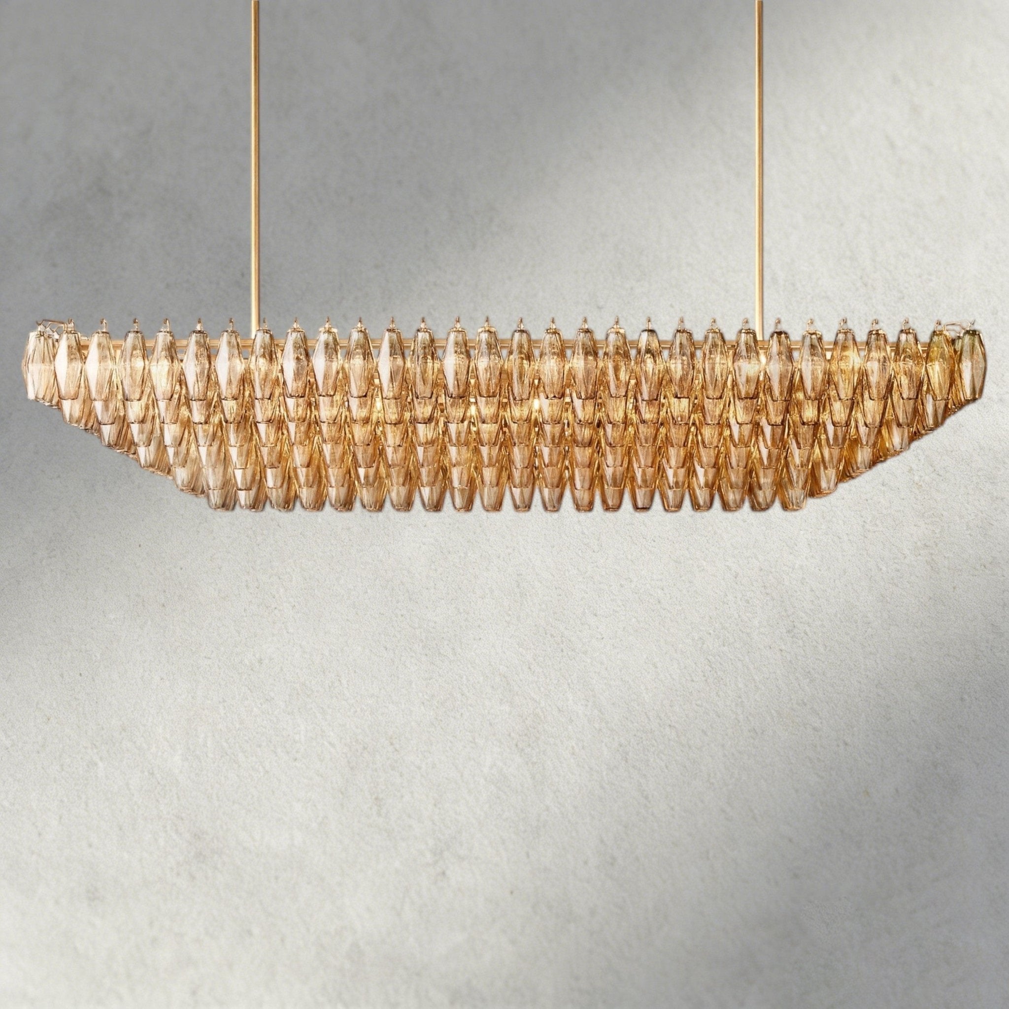 Chiaray Clear/ Smoke Glass Tiered Rectangular Chandelier 54", 74" - Zelno Lighting