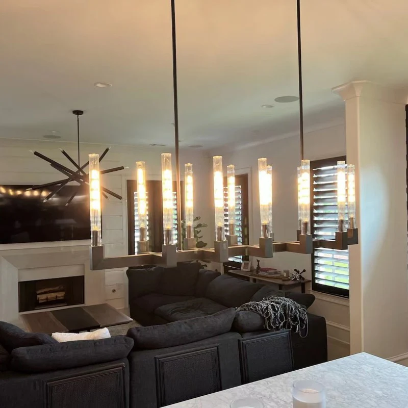 Cannel Glass Linear Chandelier 55"
