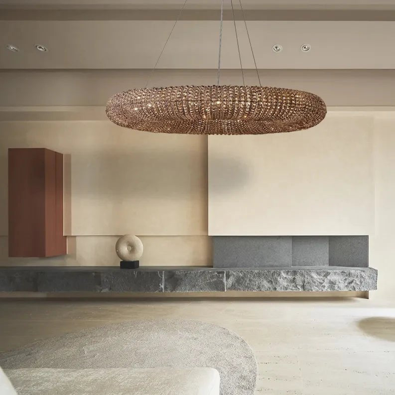 Halo Modern Somke Round Chandelier D41" - Zelno Lighting