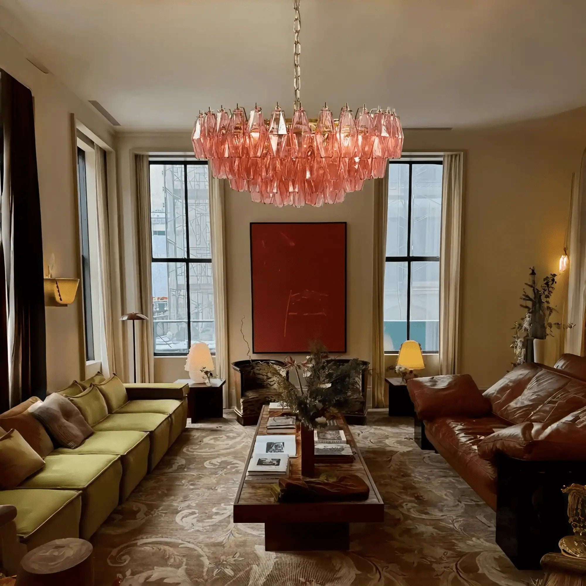 Hand Blown Tier Glass Large Murano Chandelier 24"31"40" - Zelno Lighting